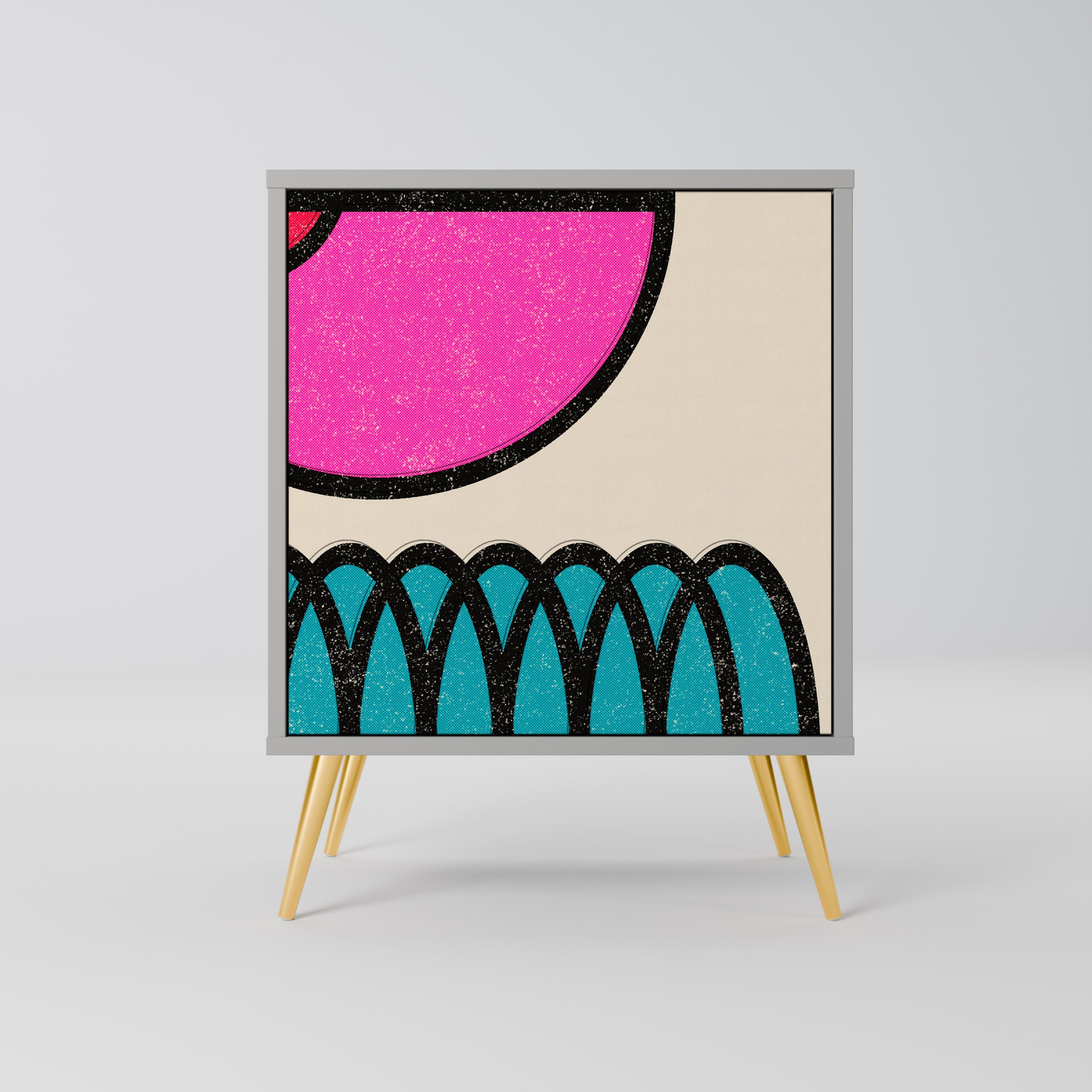 GEOMETRIC RHAPSODY Aparador de 1 Porta em Acabamento Cinzento