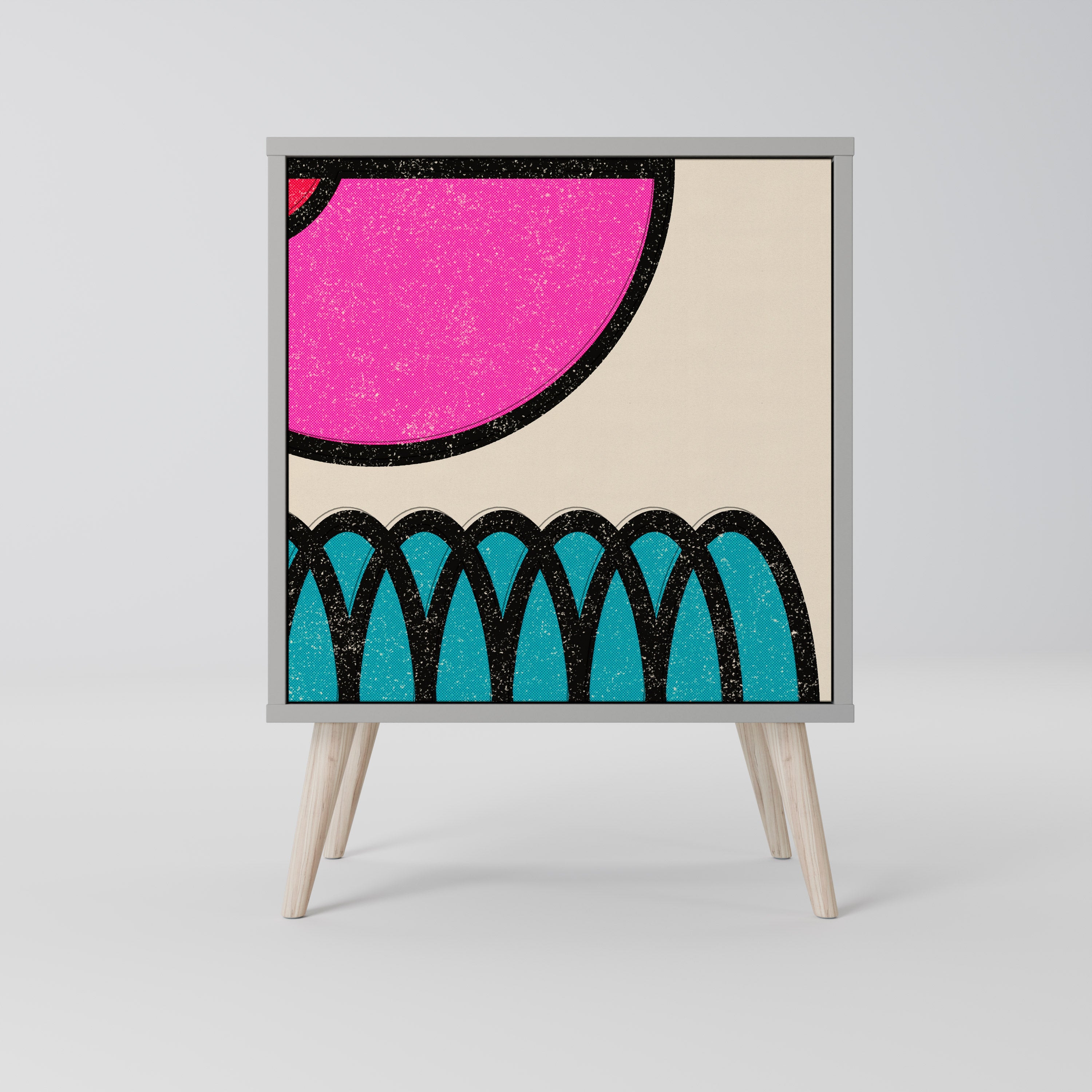 GEOMETRIC RHAPSODY Aparador de 1 Porta em Acabamento Cinzento