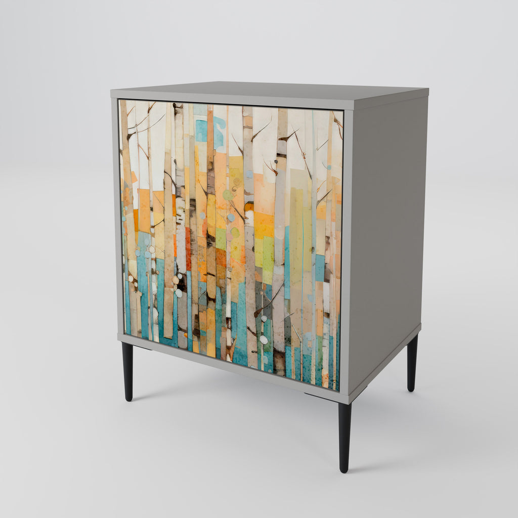 BIRCH KALEIDOSCOPE 1-Door Sideboard in Grey Finish