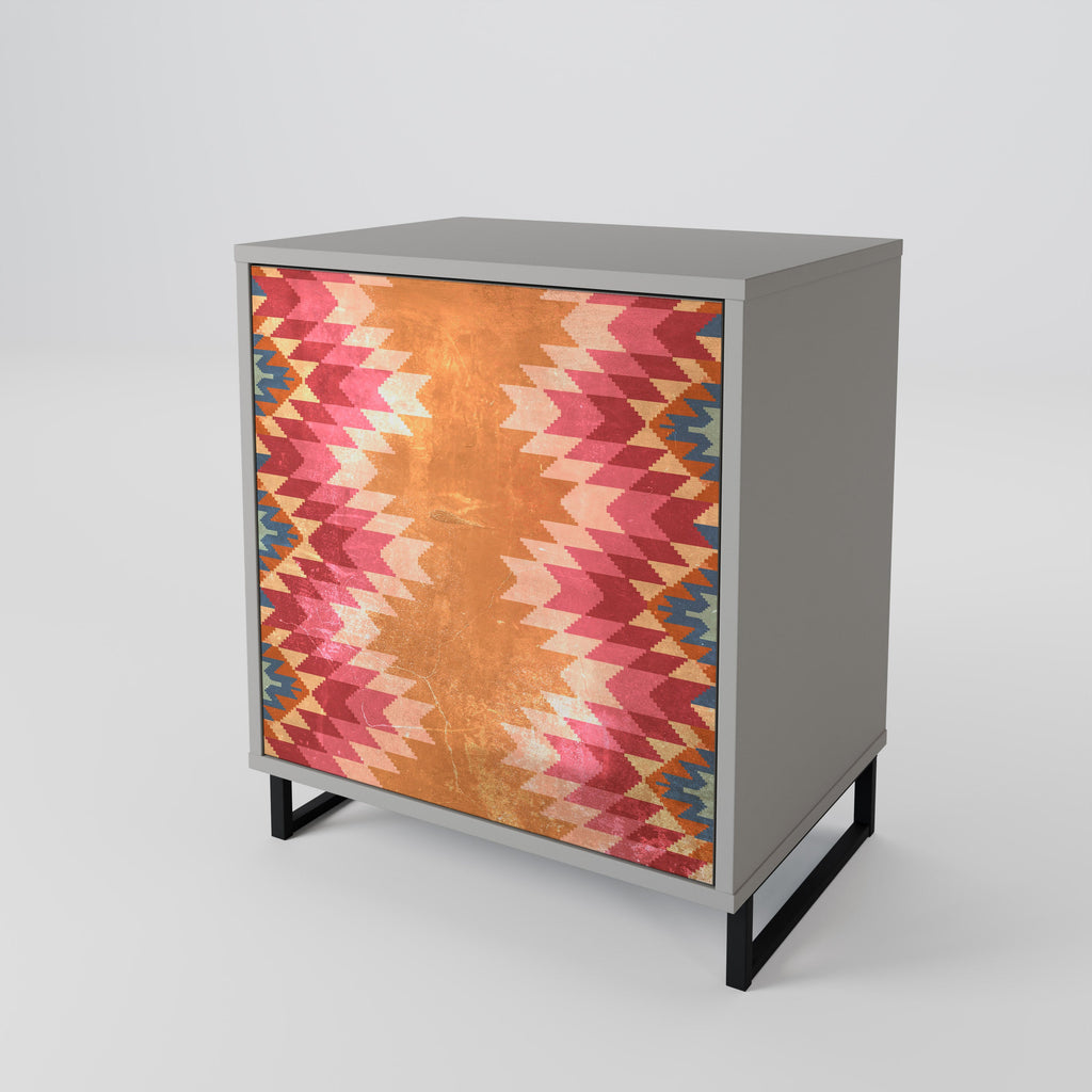 INDIAN FOLK Aparador de 1 Porta em Acabamento Cinzento