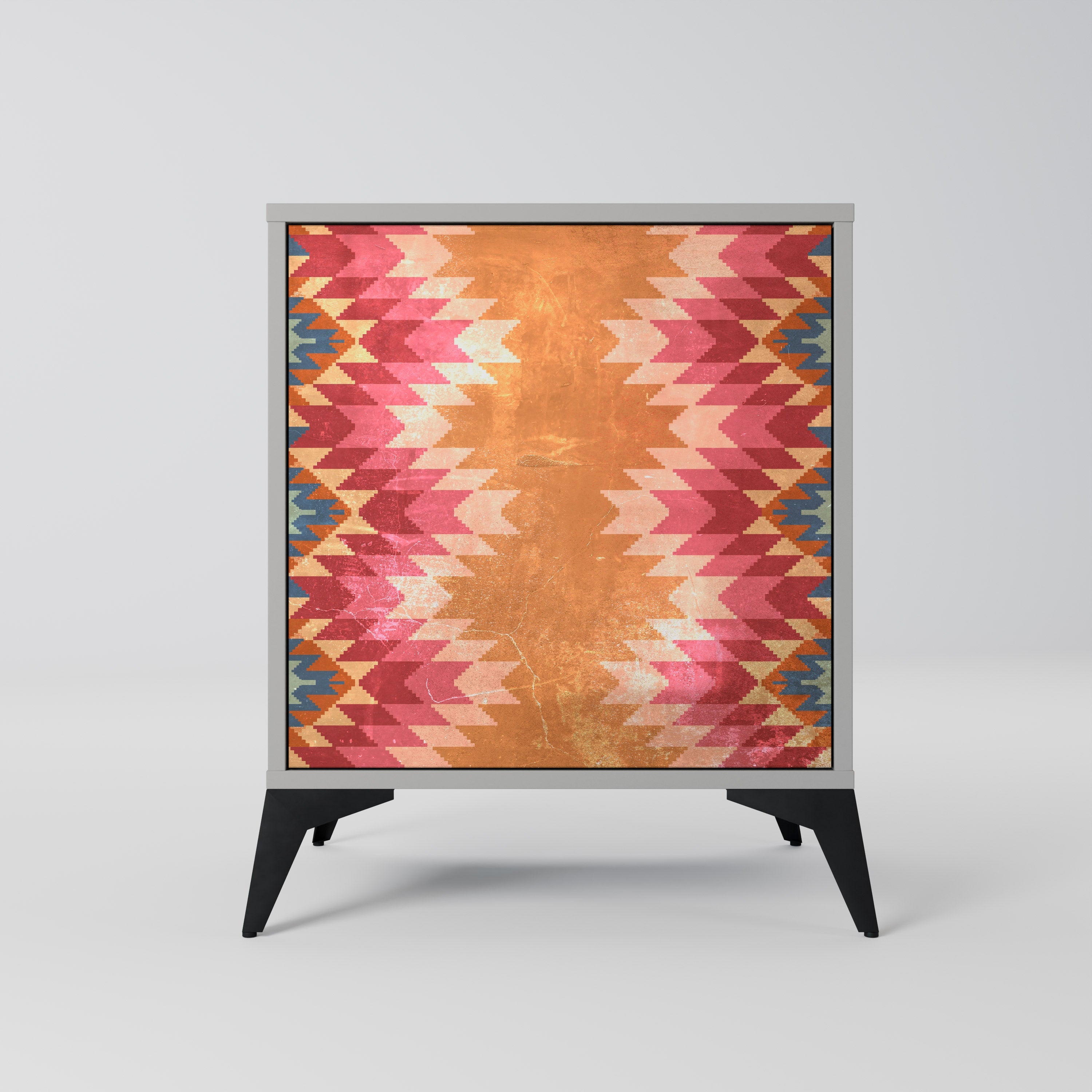 INDIAN FOLK Aparador de 1 Porta em Acabamento Cinzento