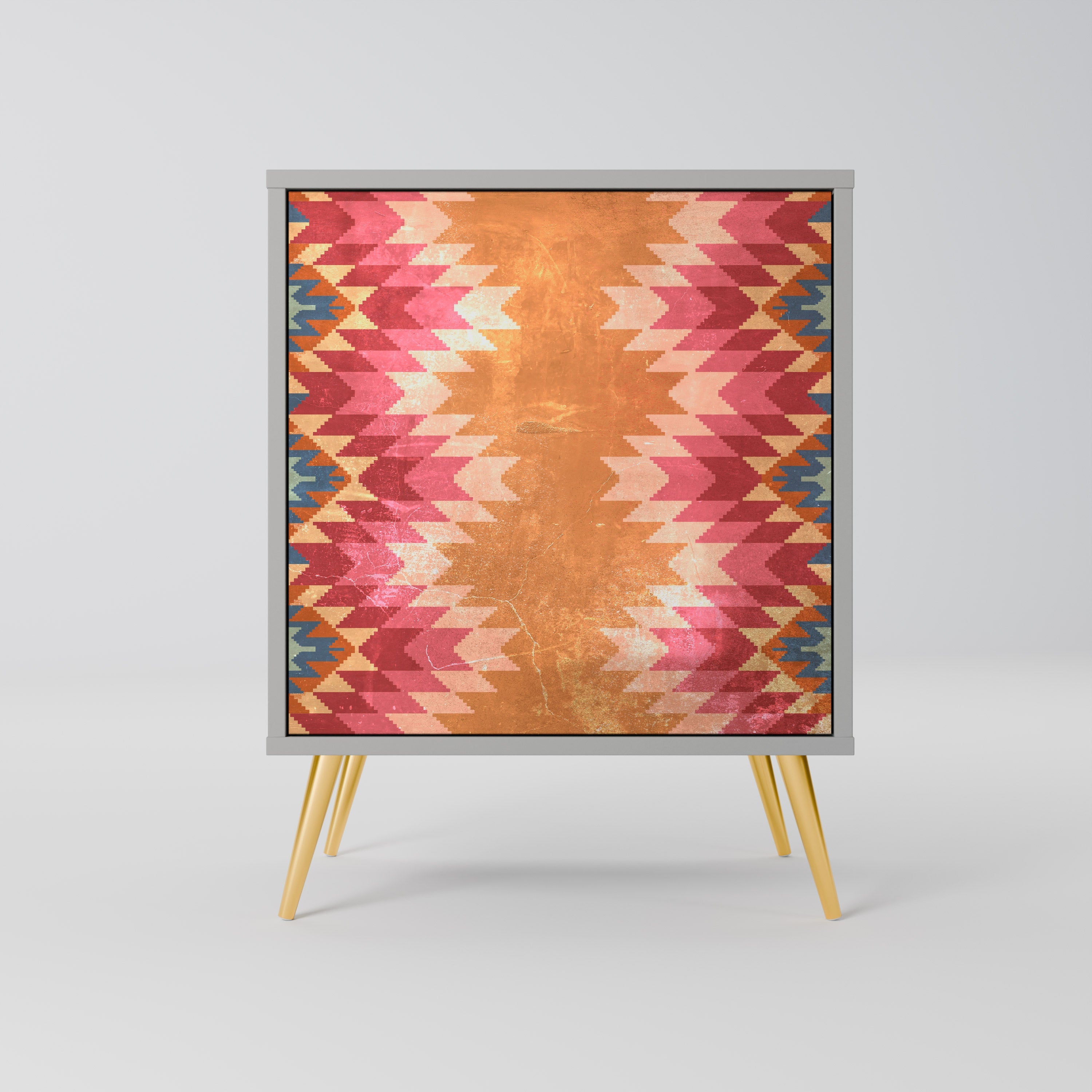 INDIAN FOLK Aparador de 1 Porta em Acabamento Cinzento