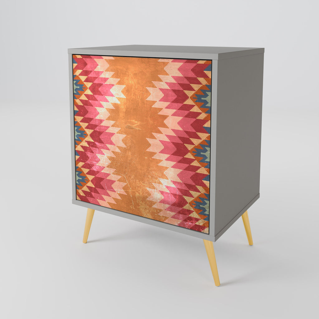 INDIAN FOLK Aparador de 1 Porta em Acabamento Cinzento