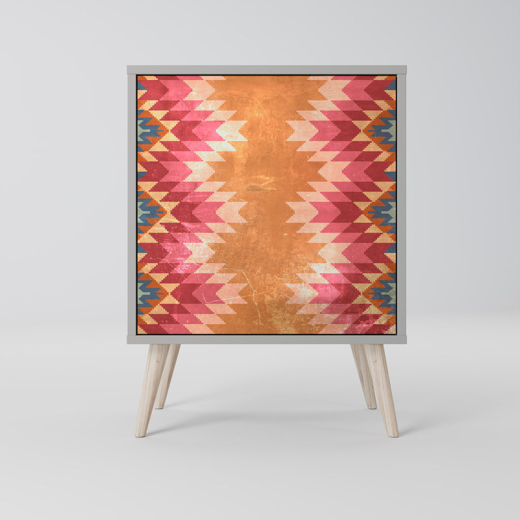 INDIAN FOLK Aparador de 1 Porta em Acabamento Cinzento