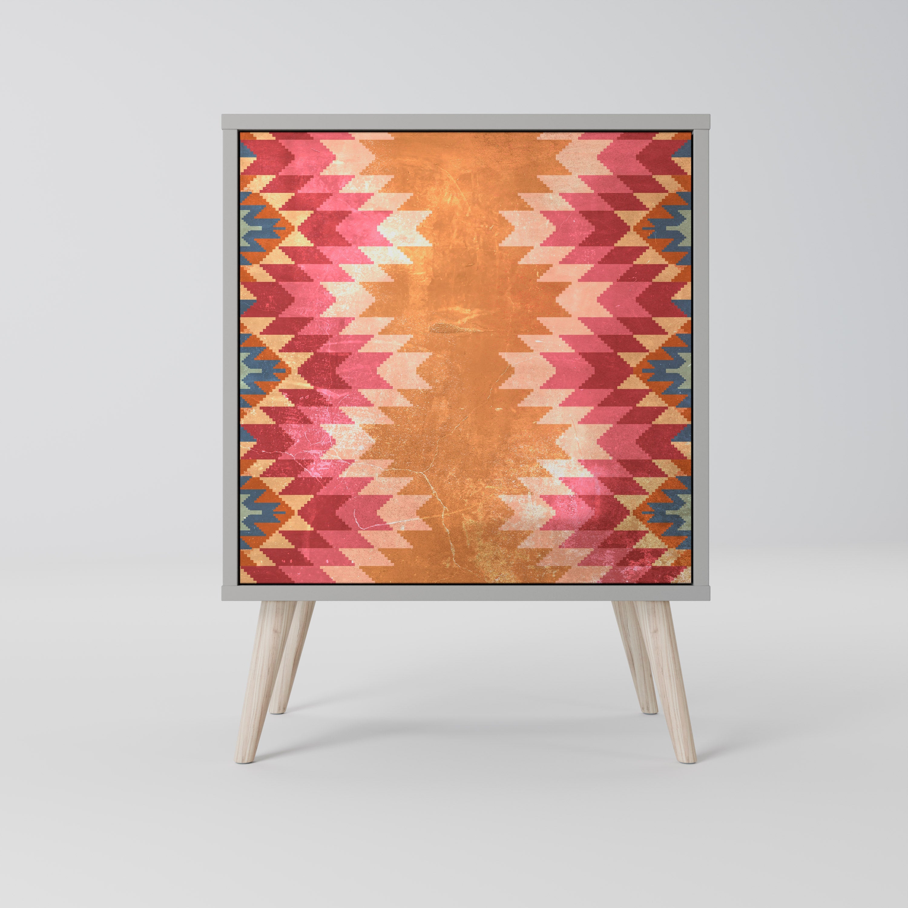 INDIAN FOLK Aparador de 1 Porta em Acabamento Cinzento