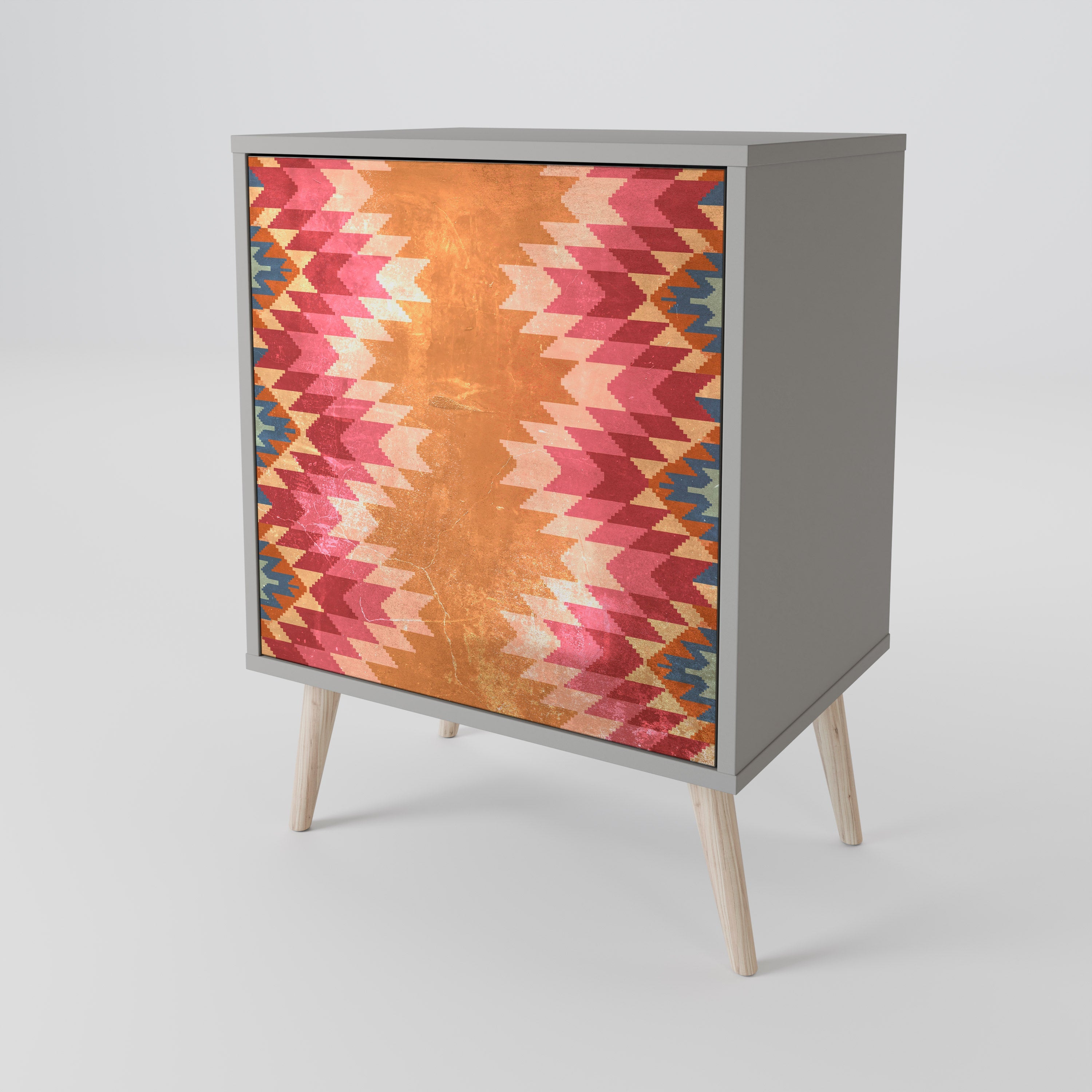 INDIAN FOLK Aparador de 1 Porta em Acabamento Cinzento