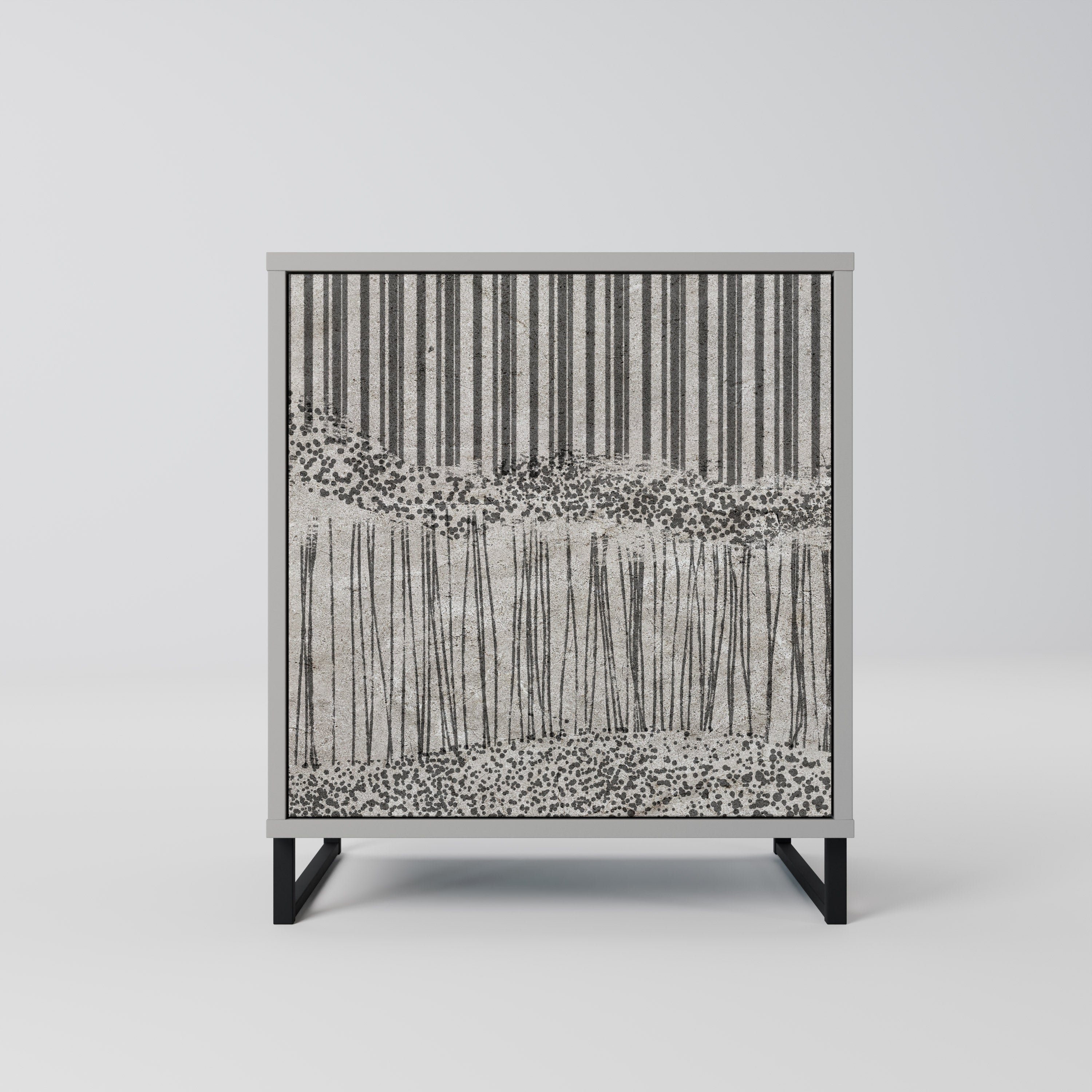 GRAIN LINES 1-Door Sideboard in Grey Finish