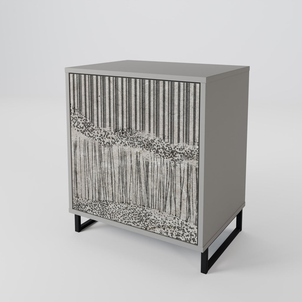 GRAIN LINES Aparador de 1 Porta em Acabamento Cinzento