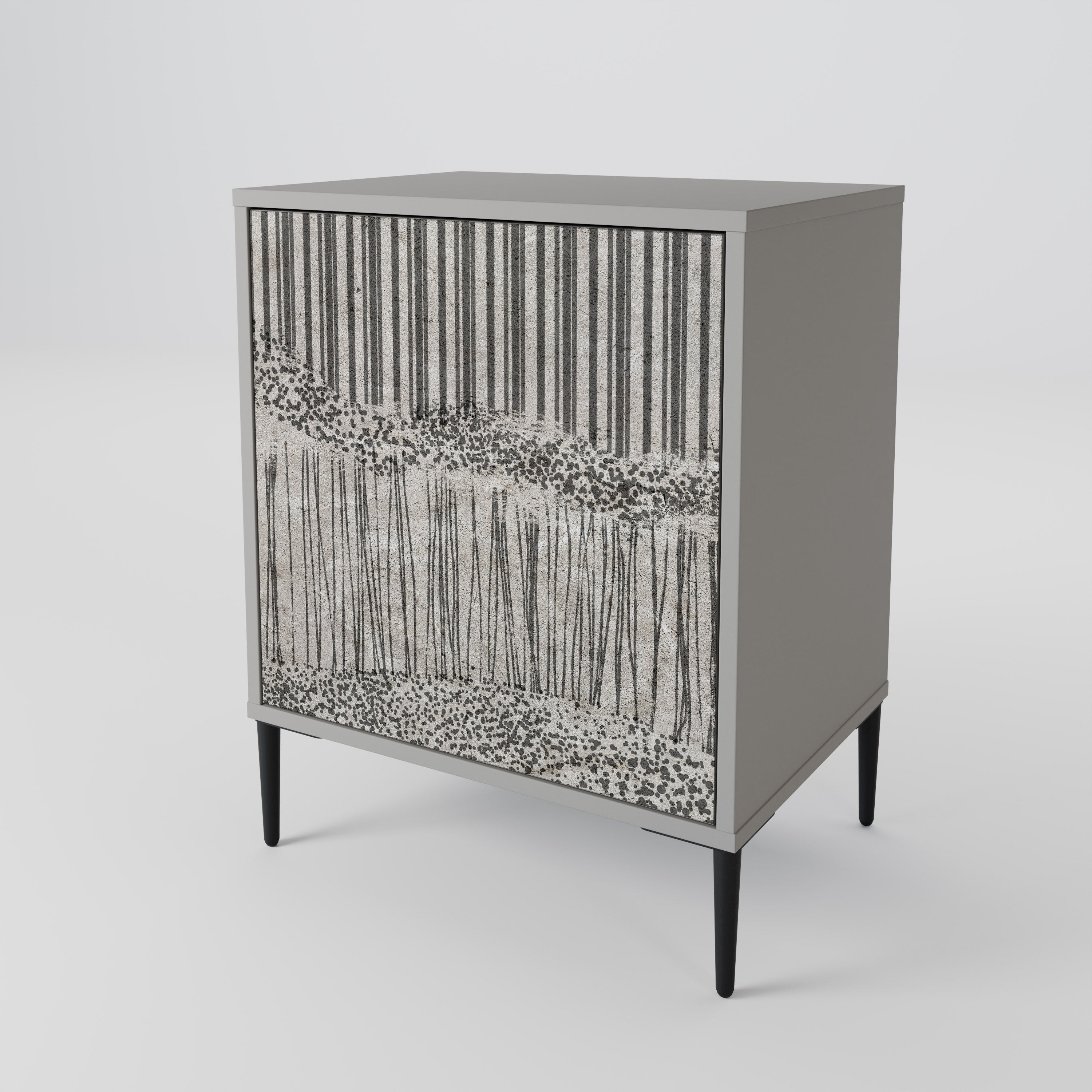 GRAIN LINES 1-Door Sideboard in Grey Finish