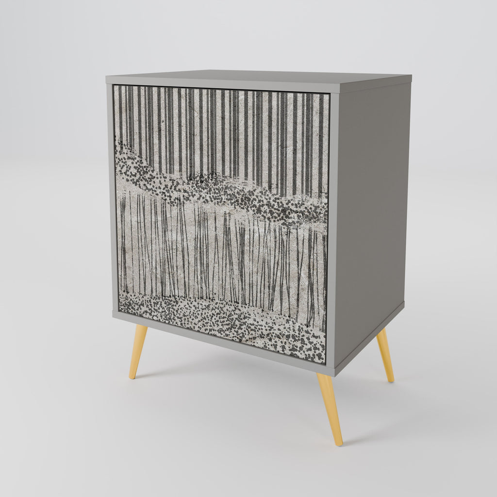 GRAIN LINES Aparador de 1 Porta em Acabamento Cinzento