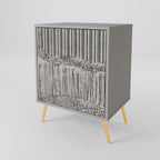 GRAIN LINES Aparador de 1 Porta em Acabamento Cinzento