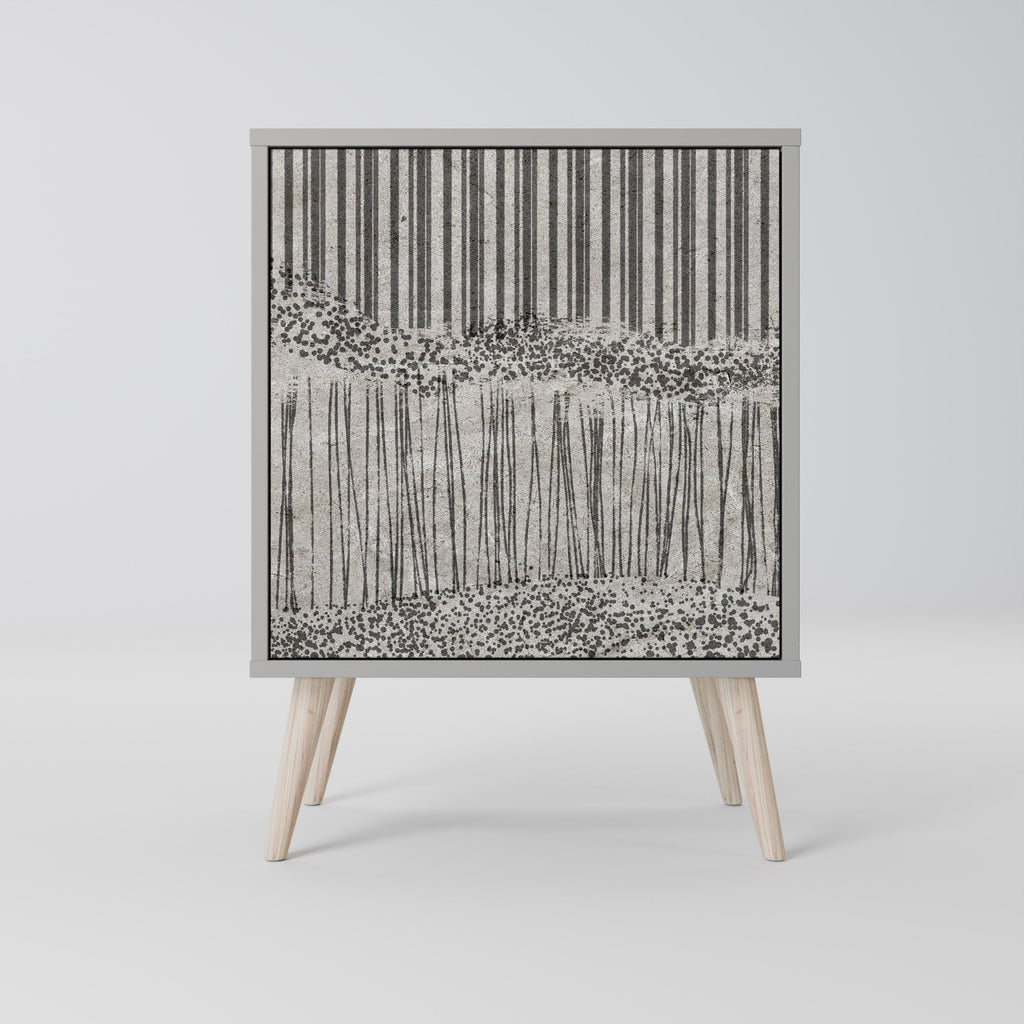 GRAIN LINES Aparador de 1 Porta em Acabamento Cinzento