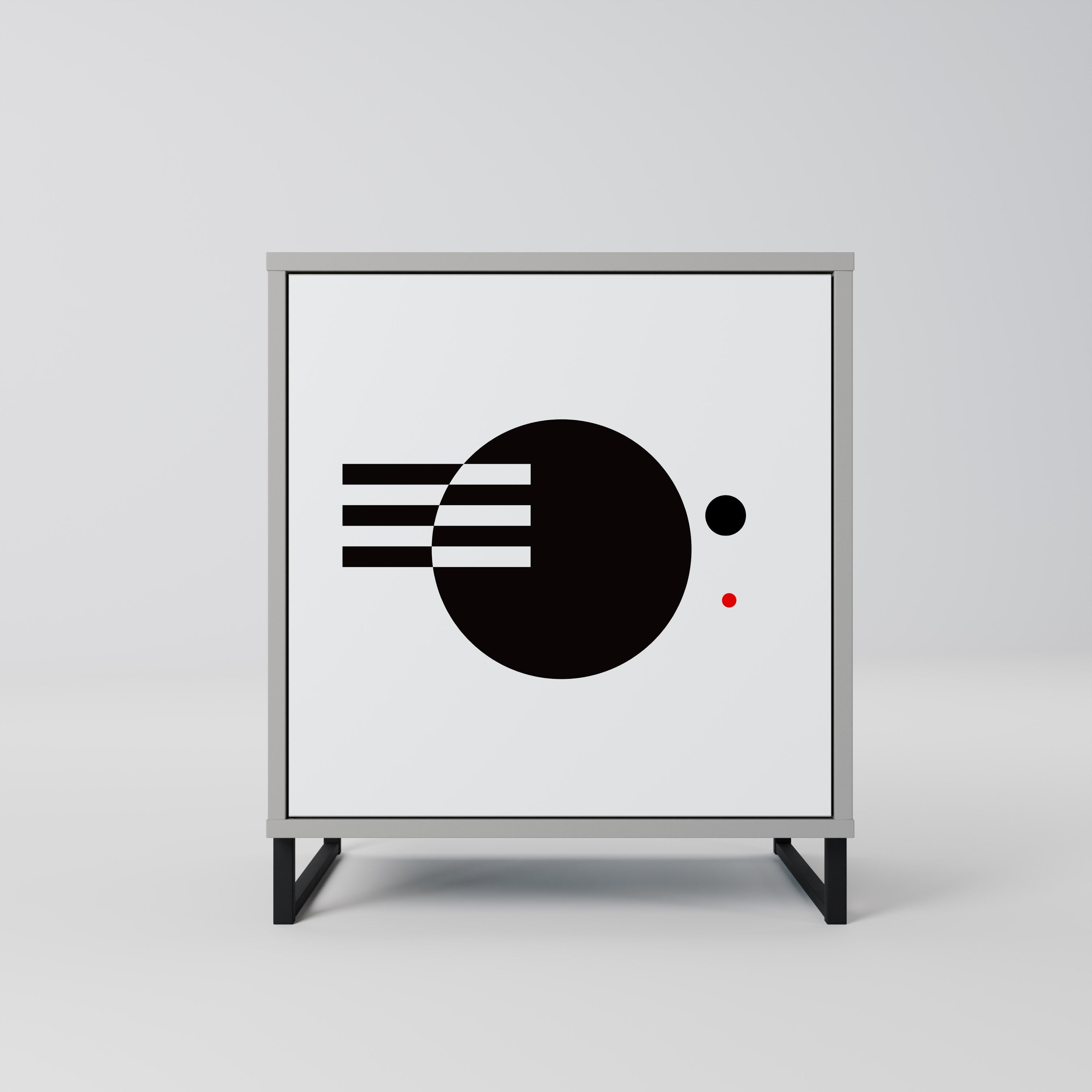 BLACK AND WHITE COMBINATION Aparador de 1 Porta em Acabamento Cinzento