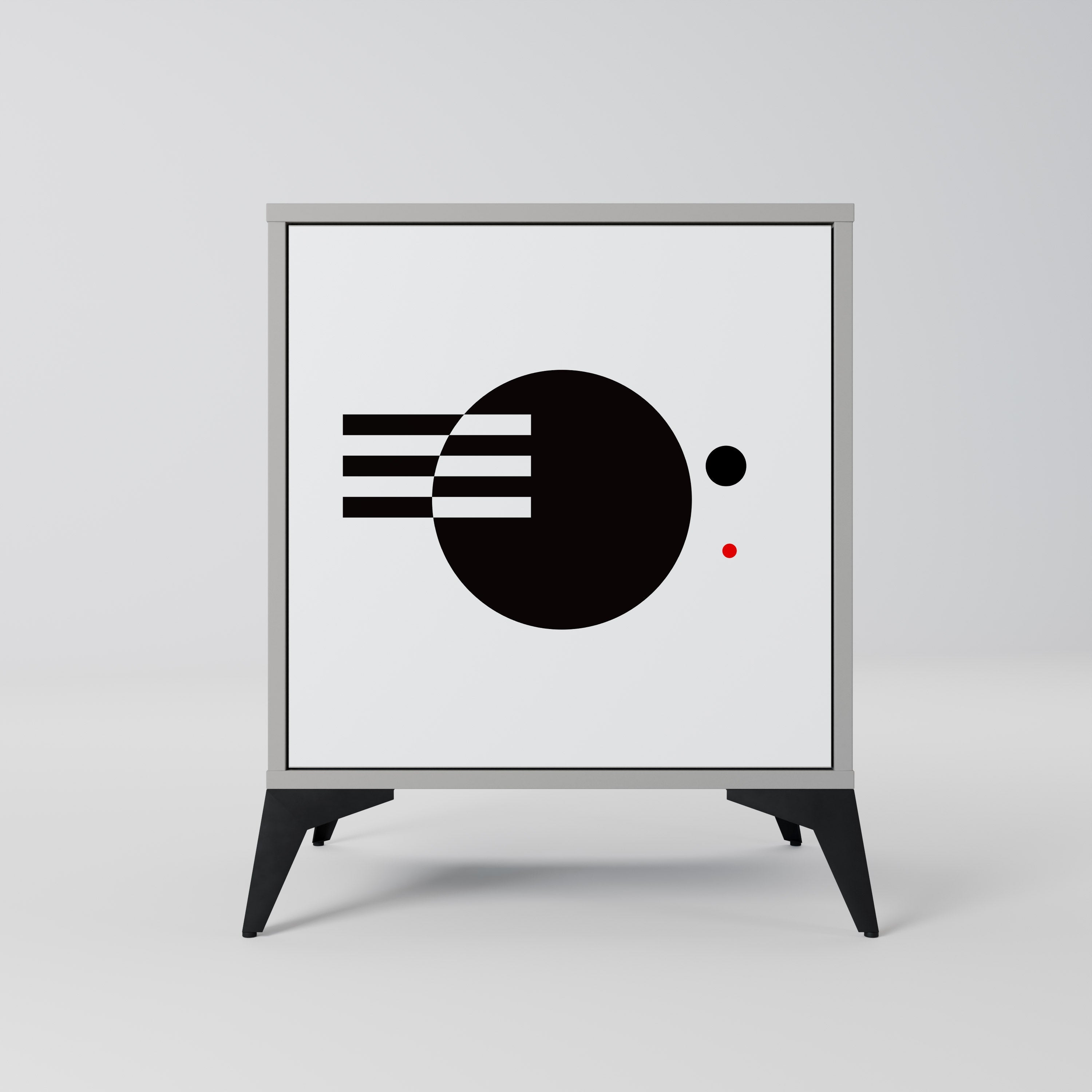 BLACK AND WHITE COMBINATION Aparador de 1 Porta em Acabamento Cinzento