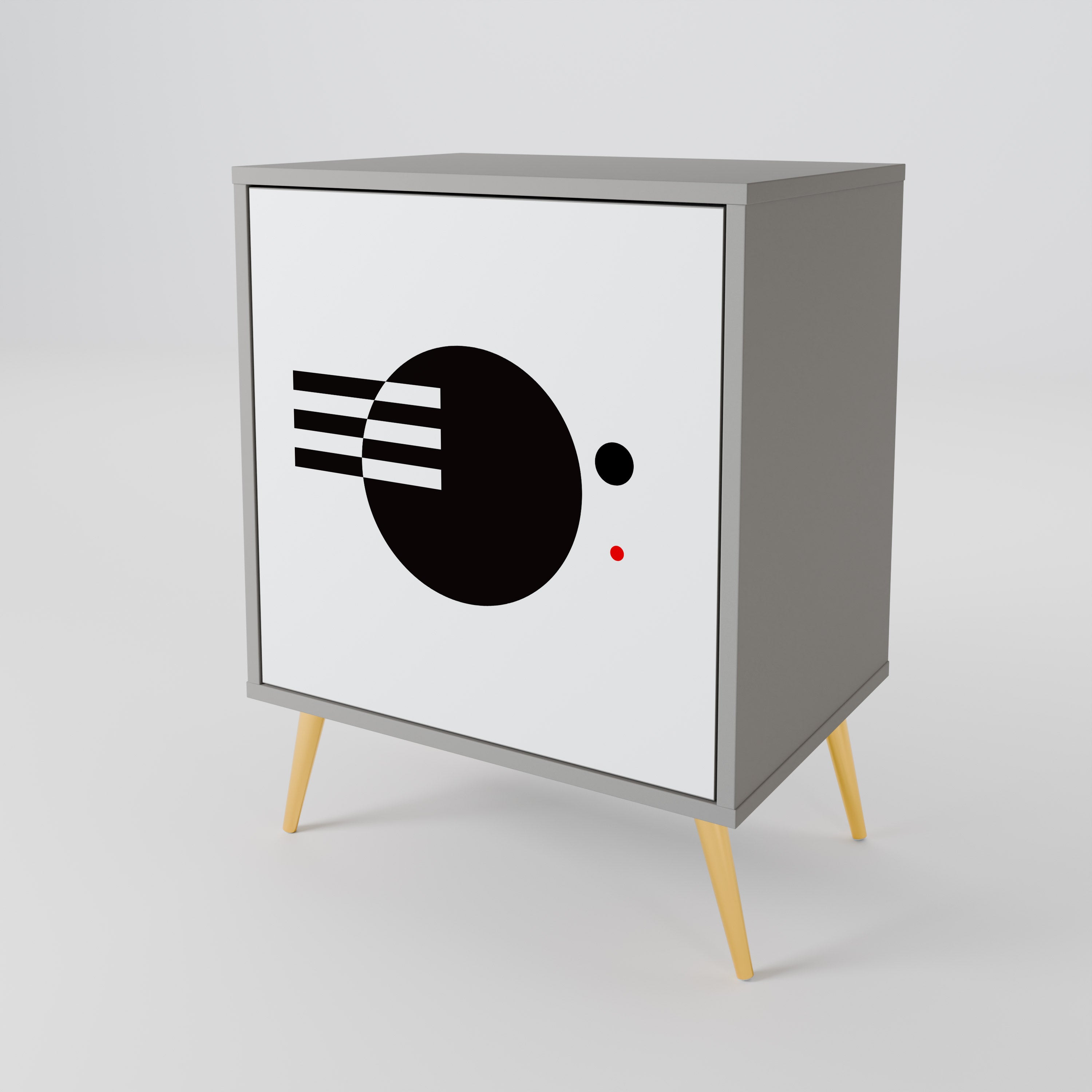 BLACK AND WHITE COMBINATION Aparador de 1 Porta em Acabamento Cinzento