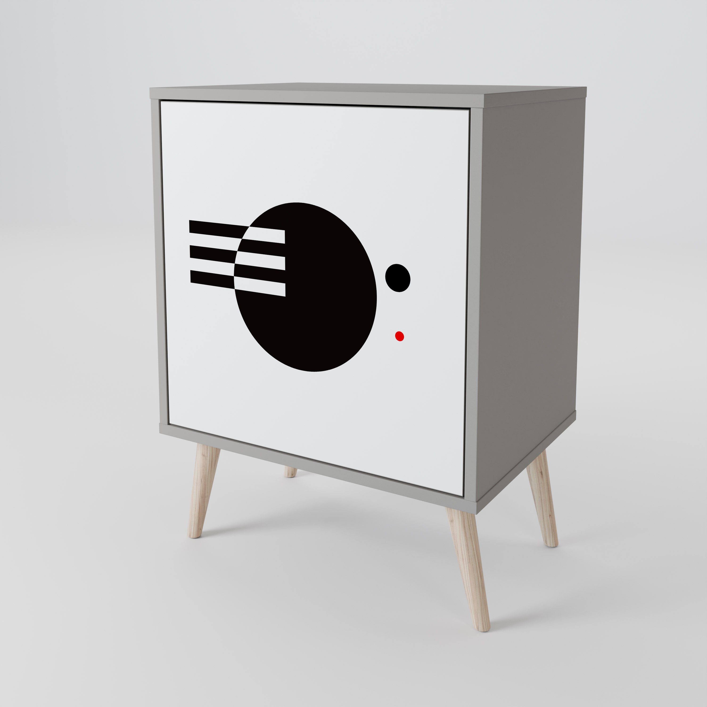 BLACK AND WHITE COMBINATION Aparador de 1 Porta em Acabamento Cinzento