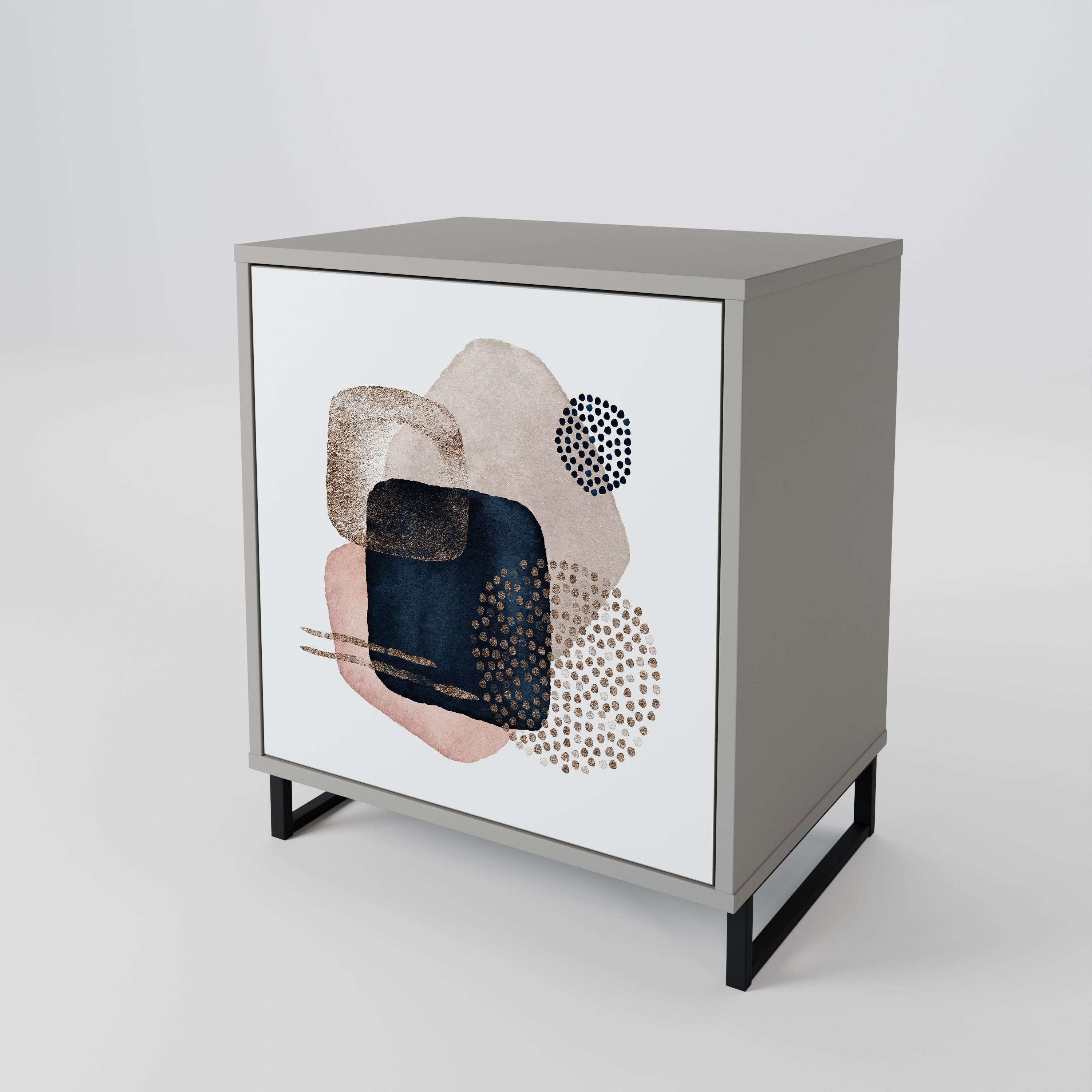 COLORFUL SHAPES Aparador de 1 Porta em Acabamento Cinzento