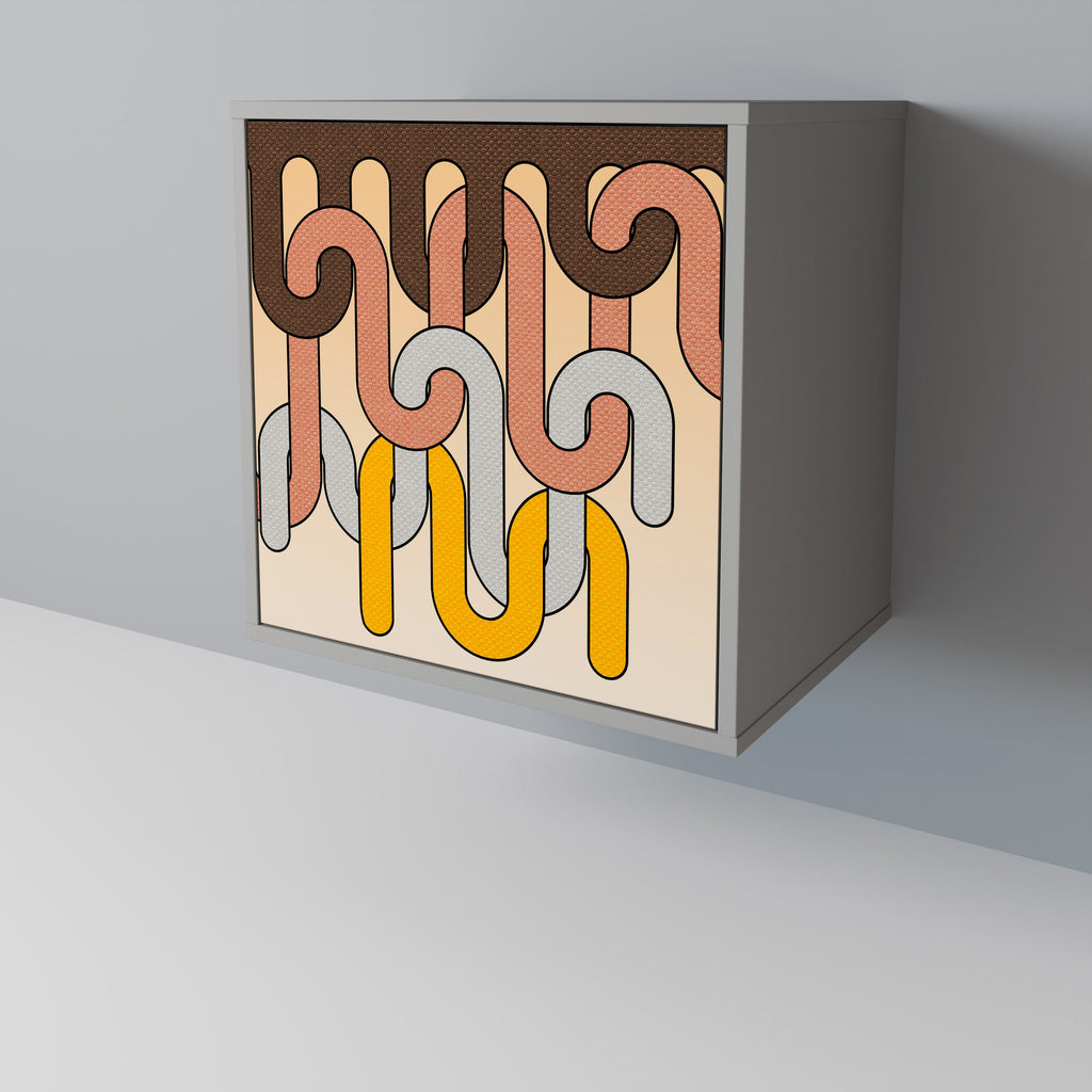 COLORFUL STRINGS Aparador de 1 Porta em Acabamento Cinzento