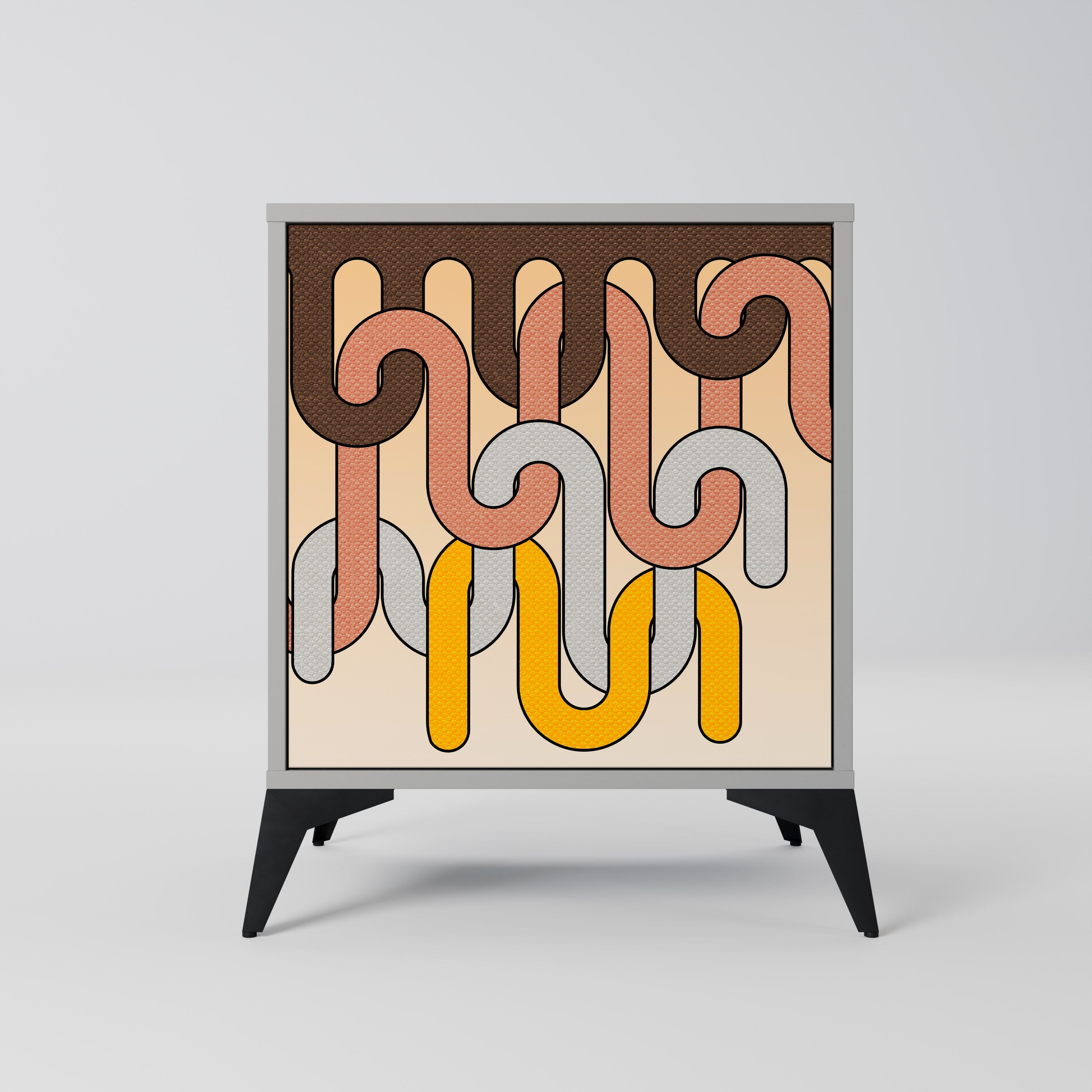 COLORFUL STRINGS 1-Door Sideboard in Grey Finish