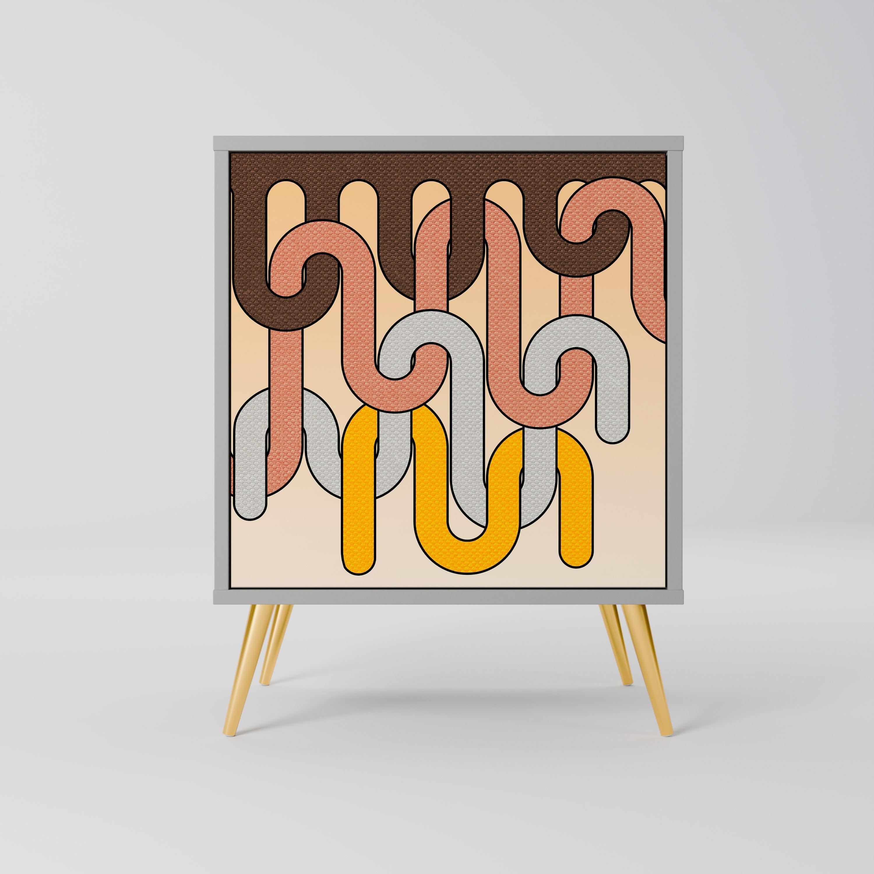 COLORFUL STRINGS 1-Door Sideboard in Grey Finish