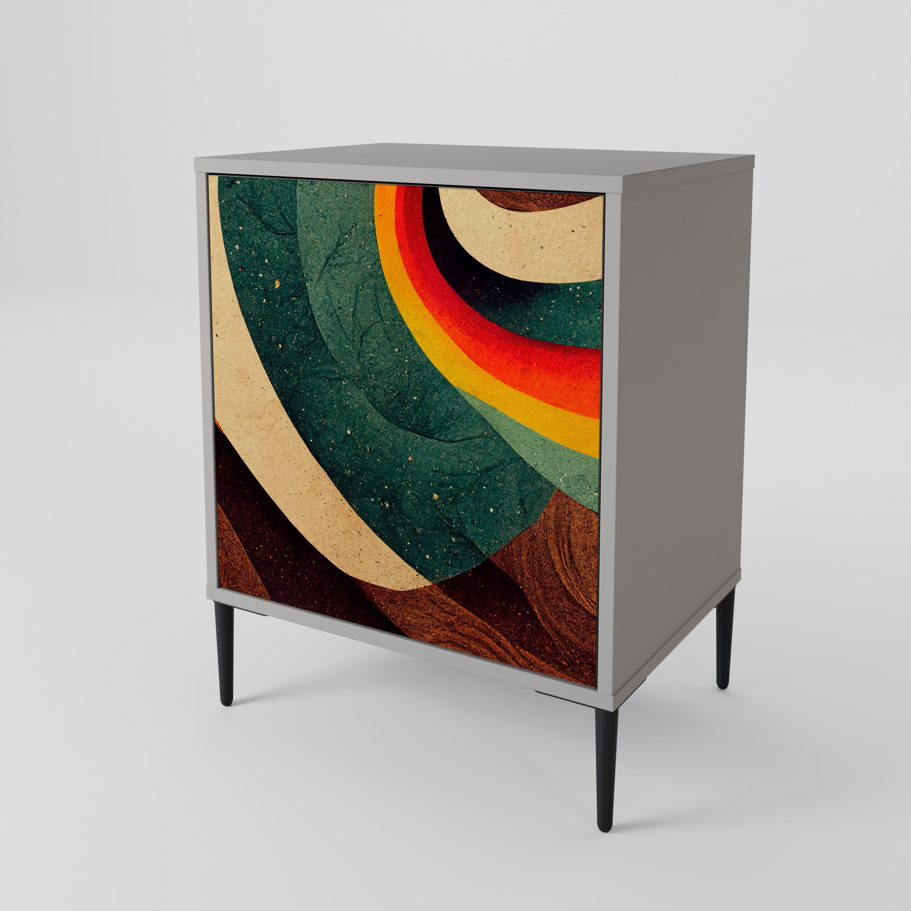 COLORFUL STRANDS 1-Door Sideboard in Grey Finish