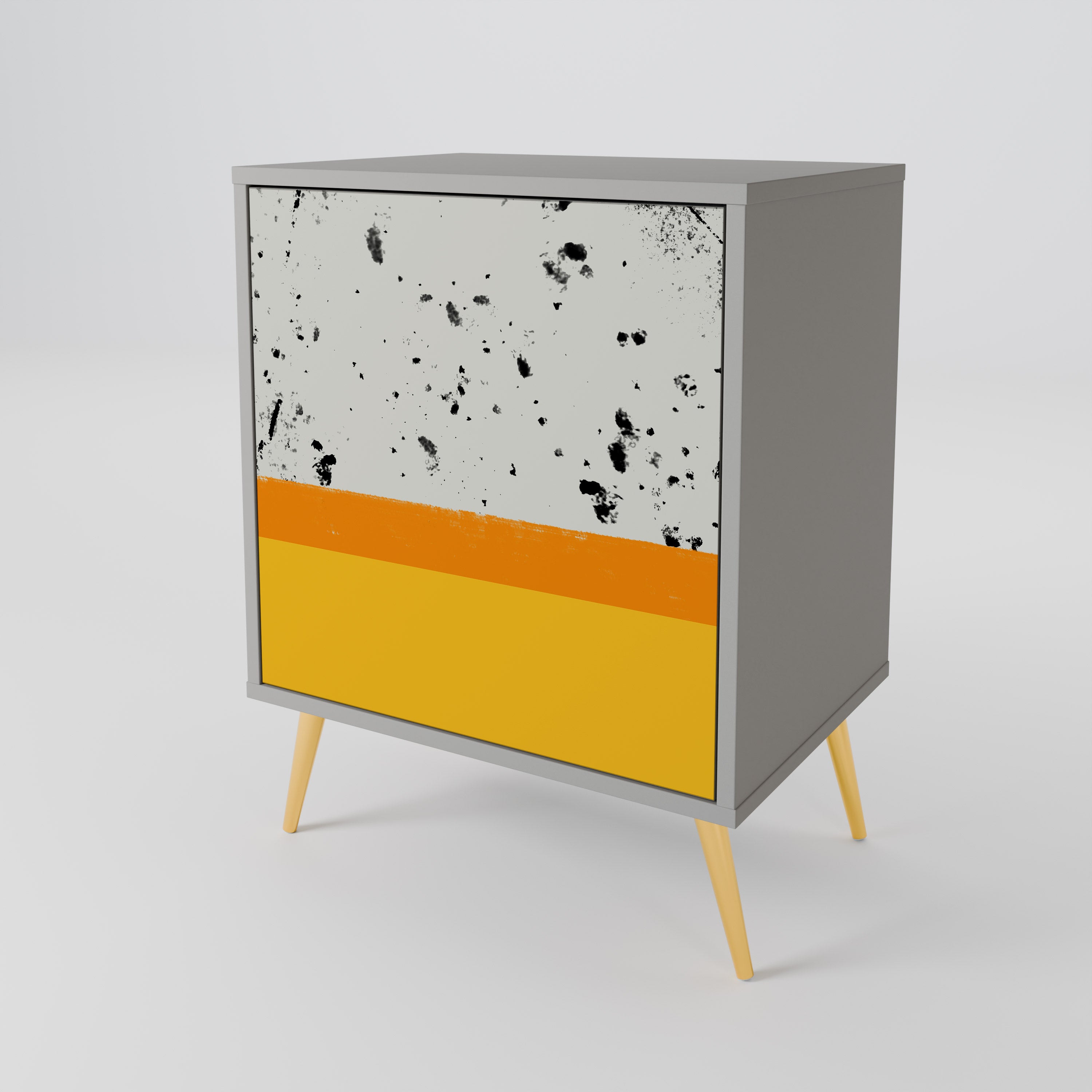 DYED BY ORANGE 1-Door Sideboard in Grey Finish