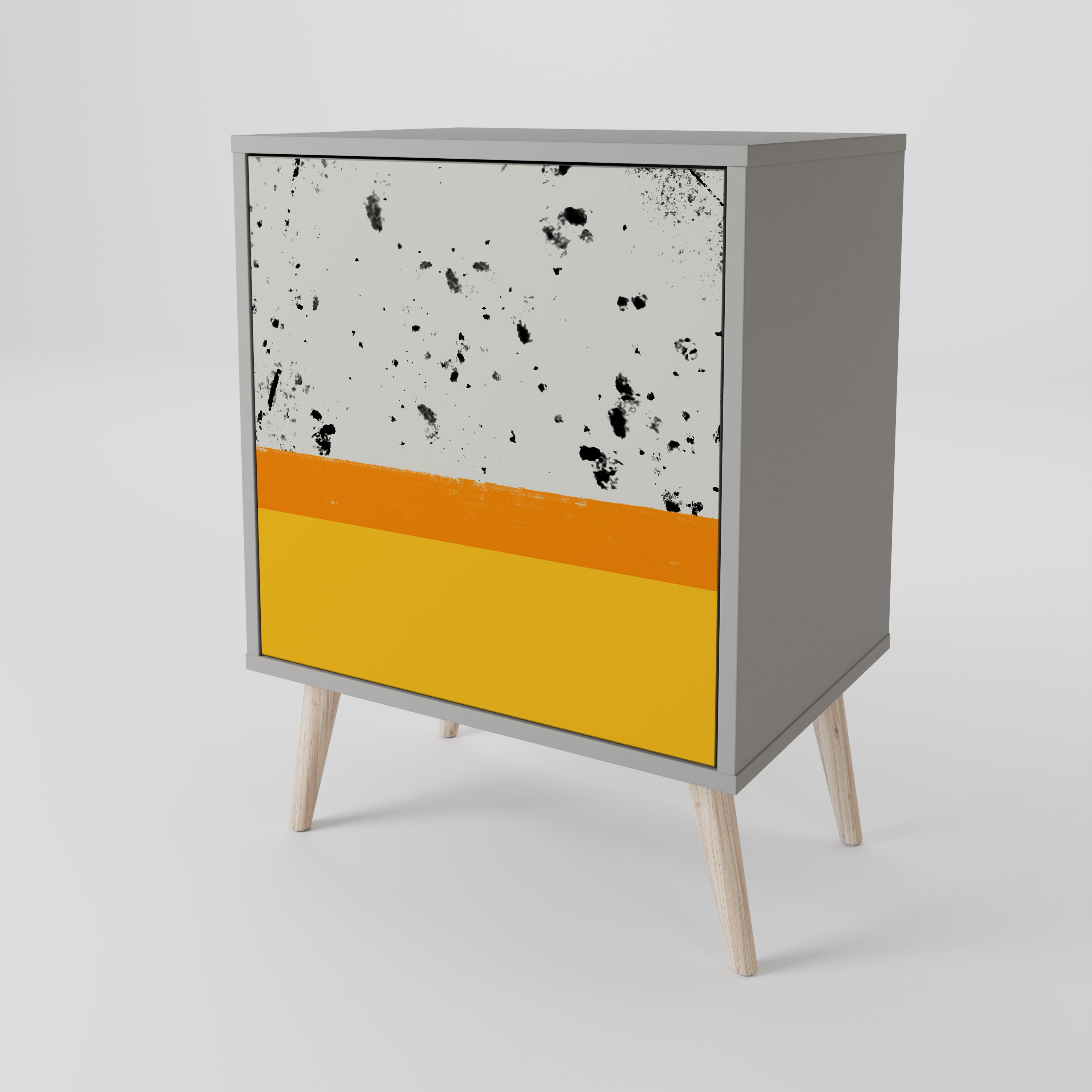 DYED BY ORANGE 1-Door Sideboard in Grey Finish
