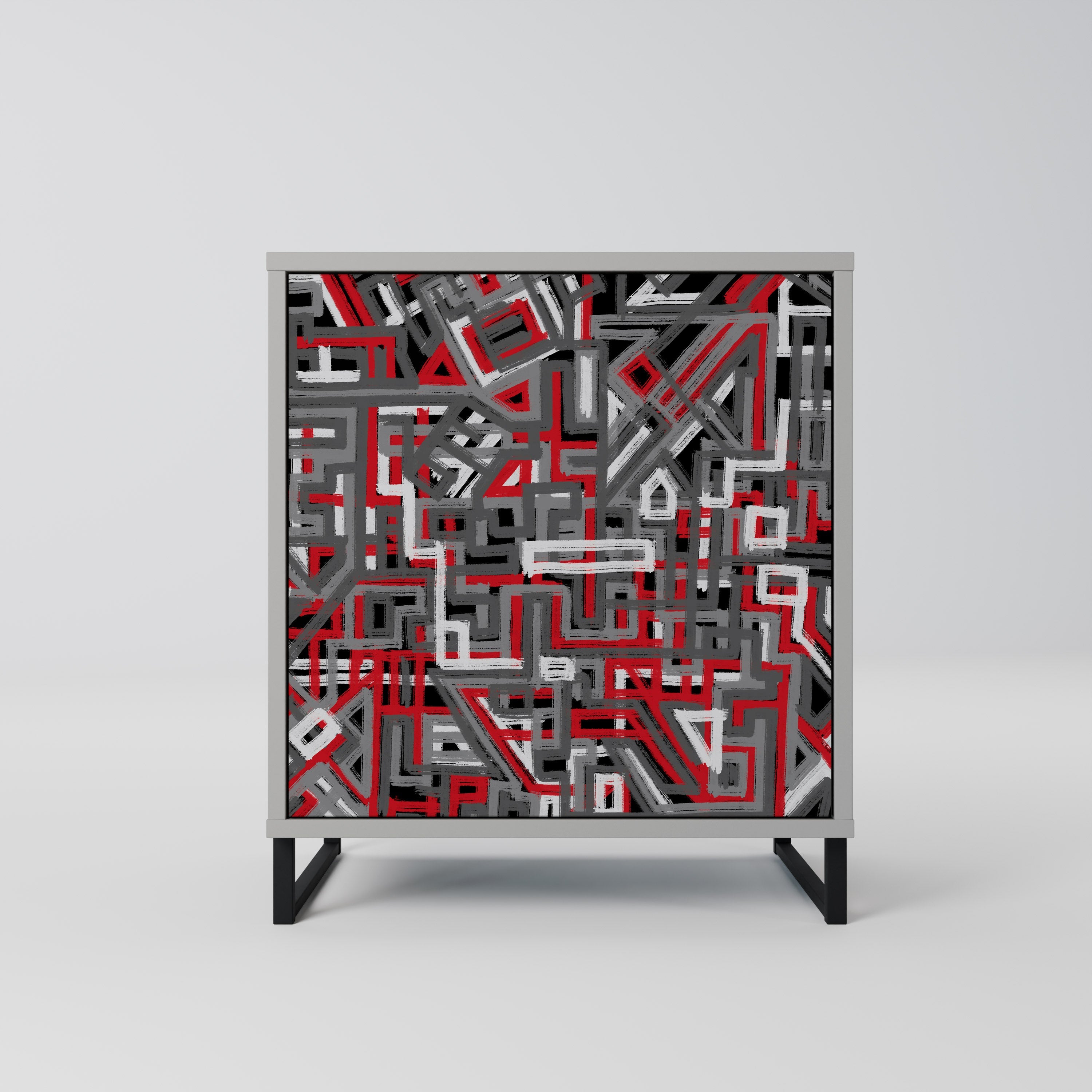 BROKEN LINES Aparador de 1 Porta em Acabamento Cinzento