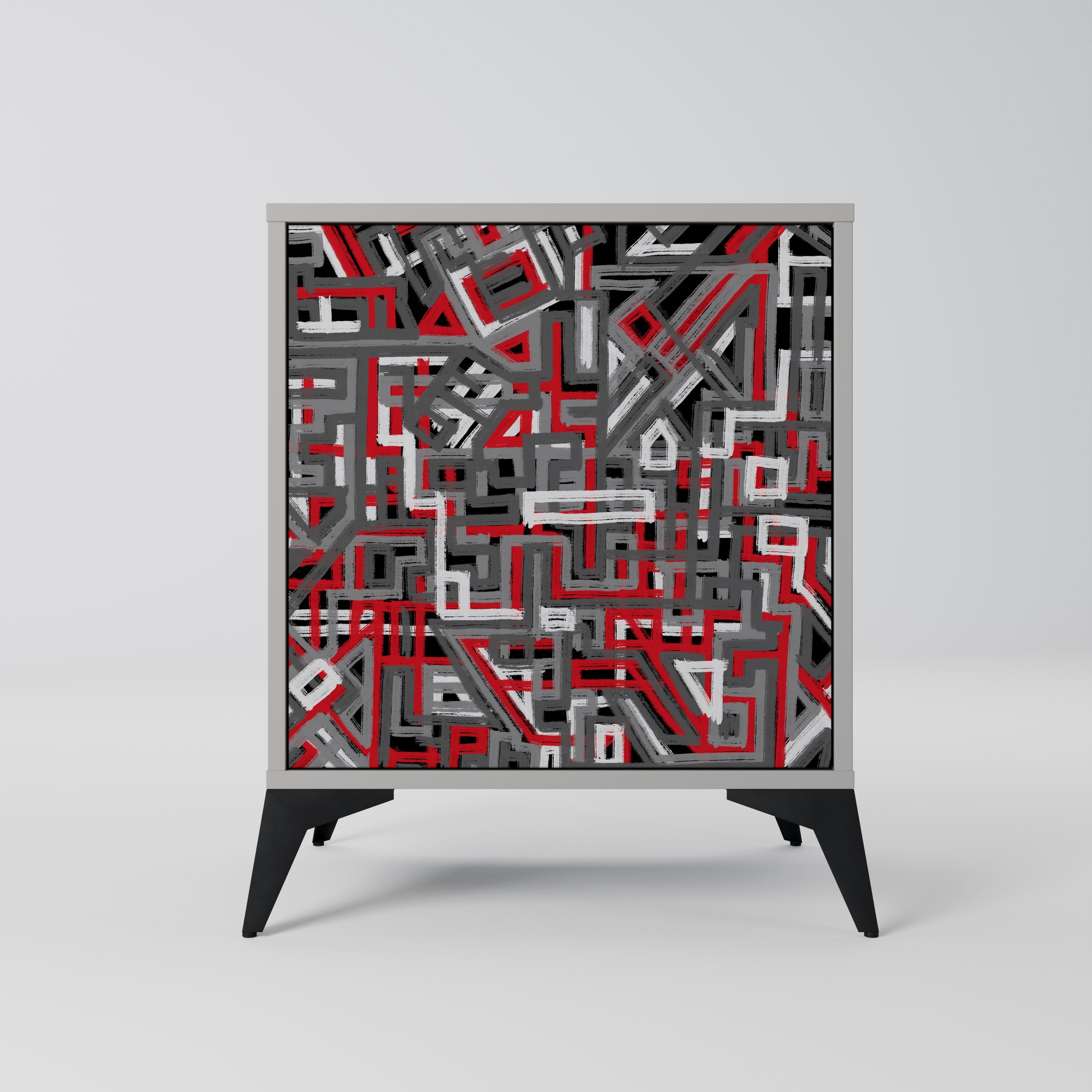 BROKEN LINES Aparador de 1 Porta em Acabamento Cinzento