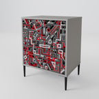 BROKEN LINES 1-Door Sideboard in Grey Finish