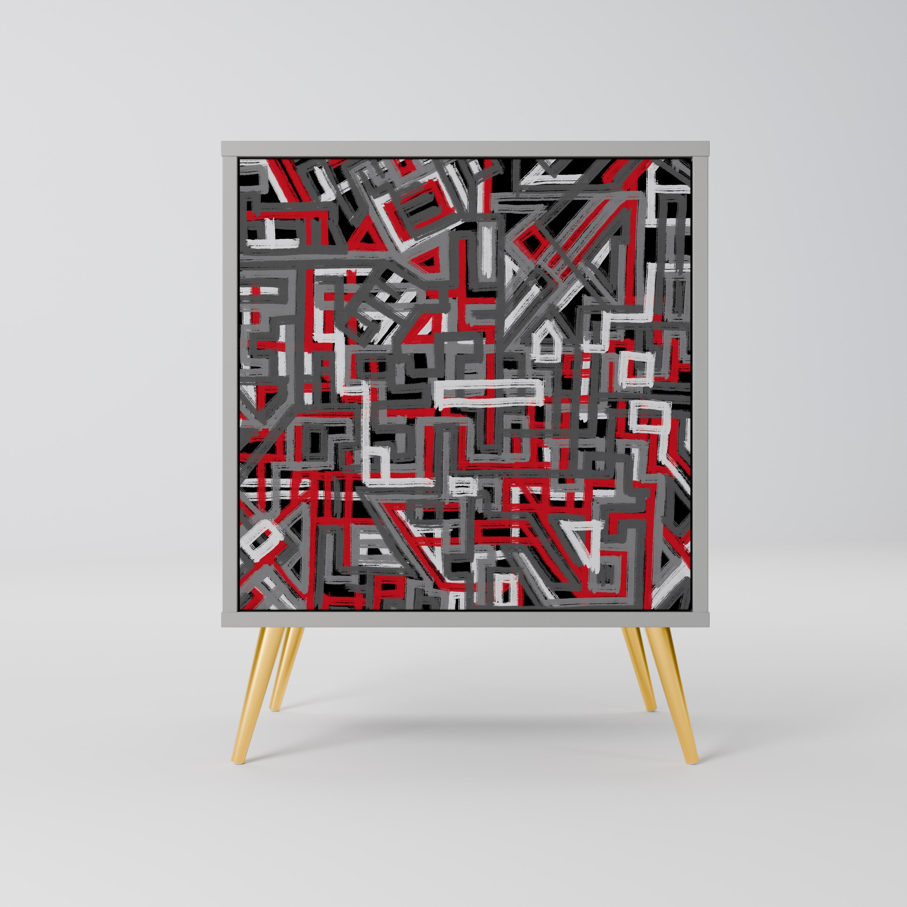 BROKEN LINES Aparador de 1 Porta em Acabamento Cinzento