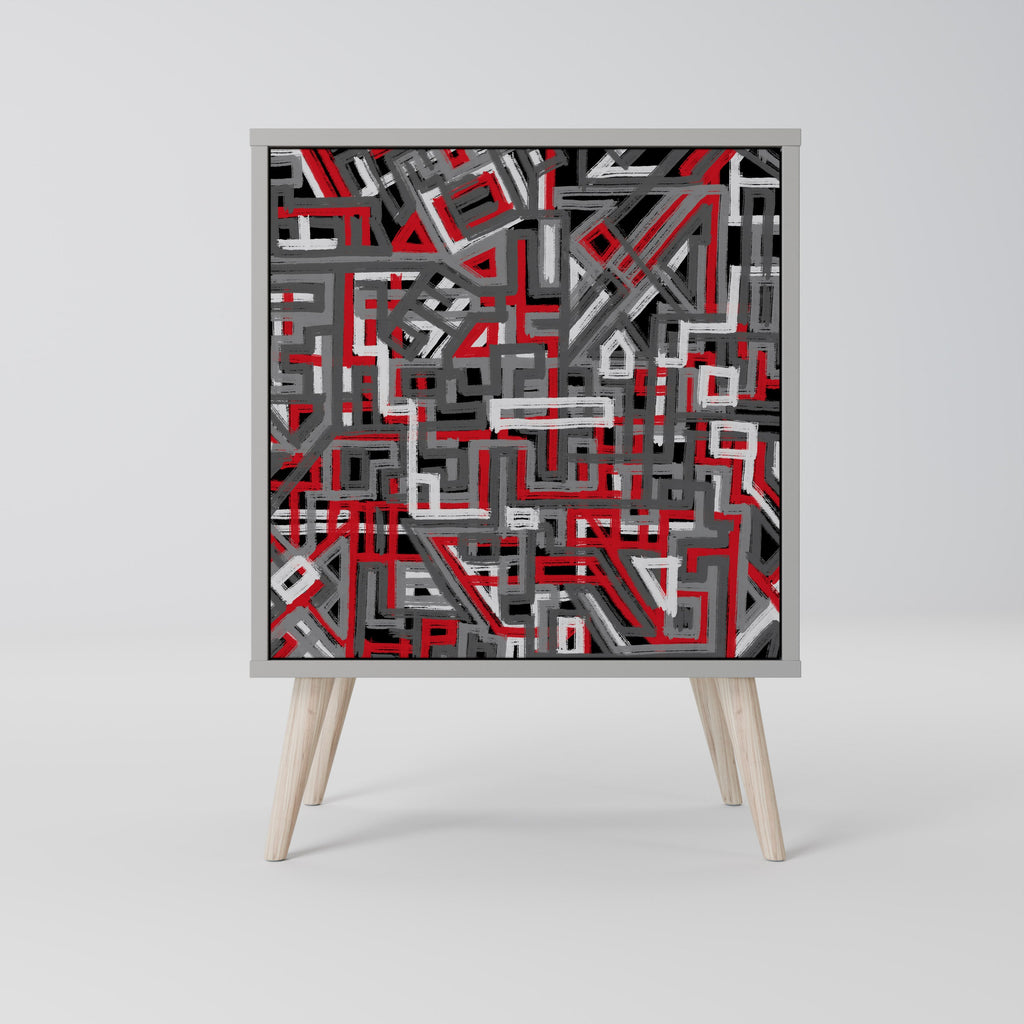 BROKEN LINES 1-Door Sideboard in Grey Finish