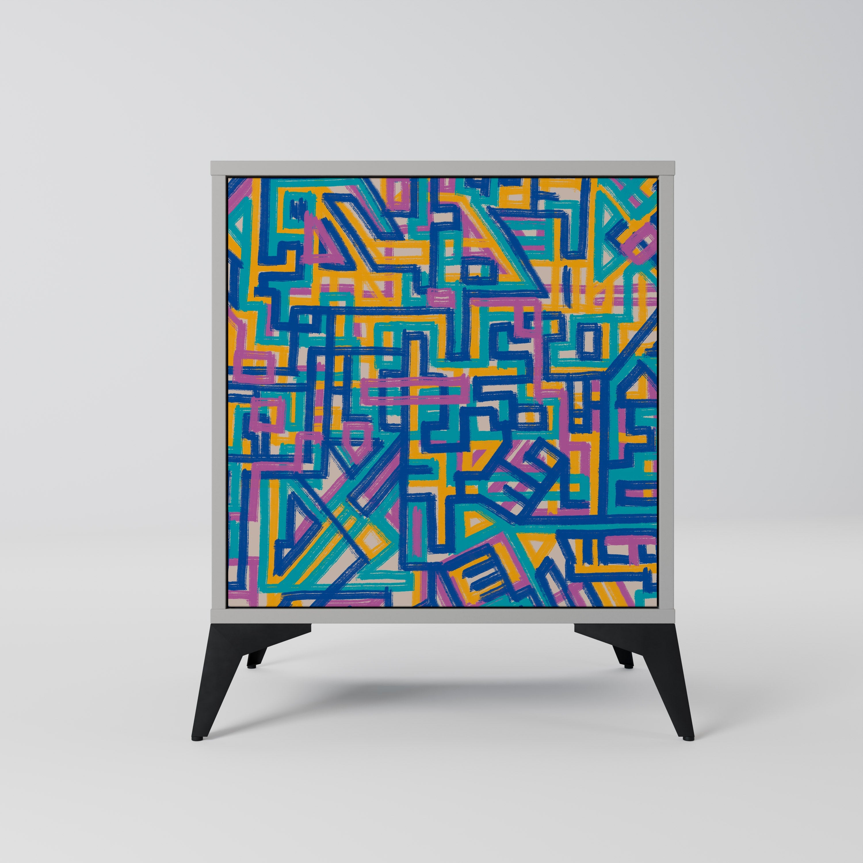 MEMORIES MAP Aparador de 1 Porta em Acabamento Cinzento