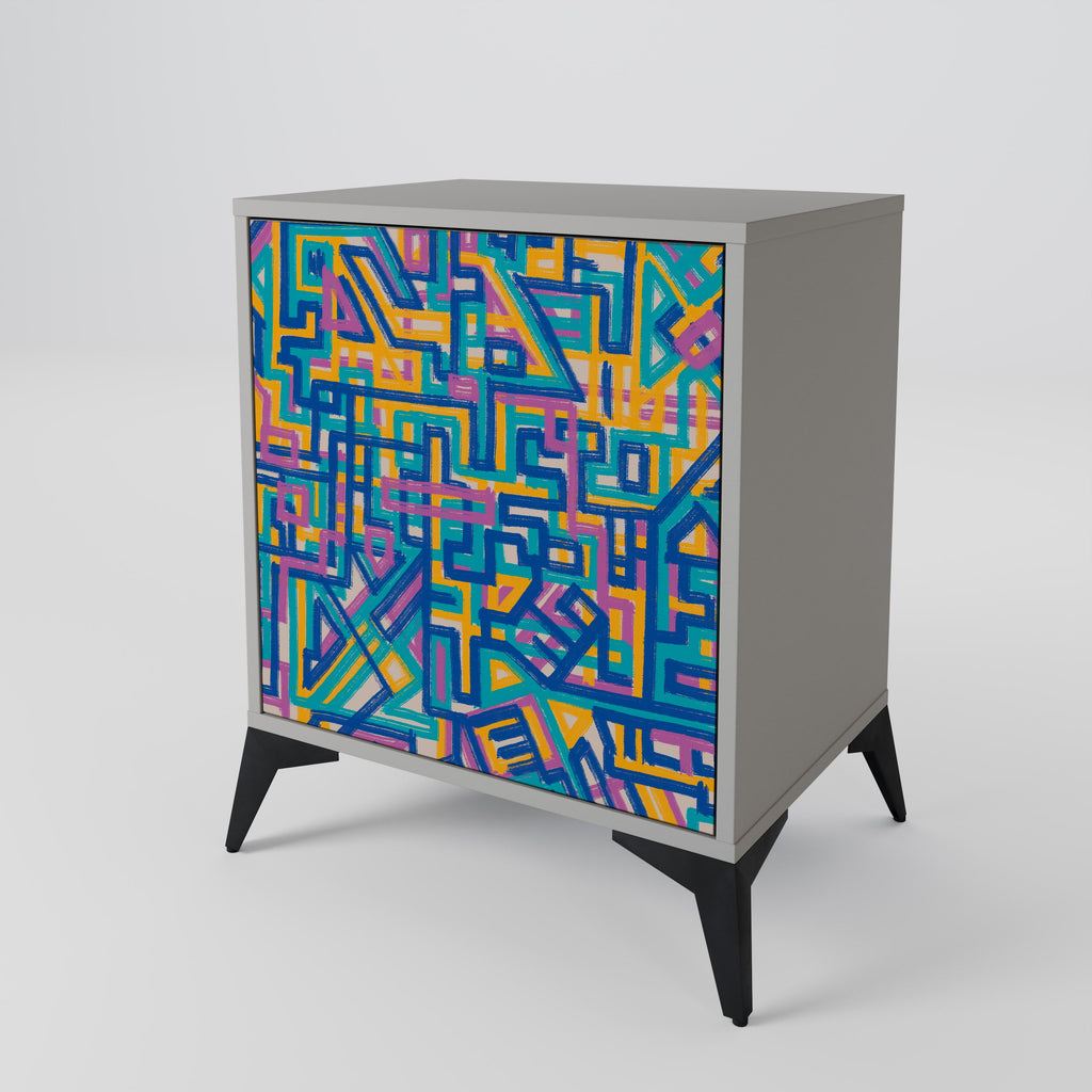 MEMORIES MAP 1-Door Sideboard in Grey Finish