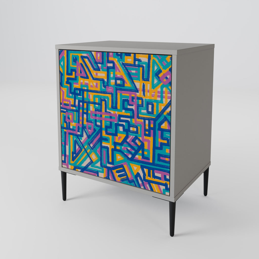 MEMORIES MAP 1-Door Sideboard in Grey Finish