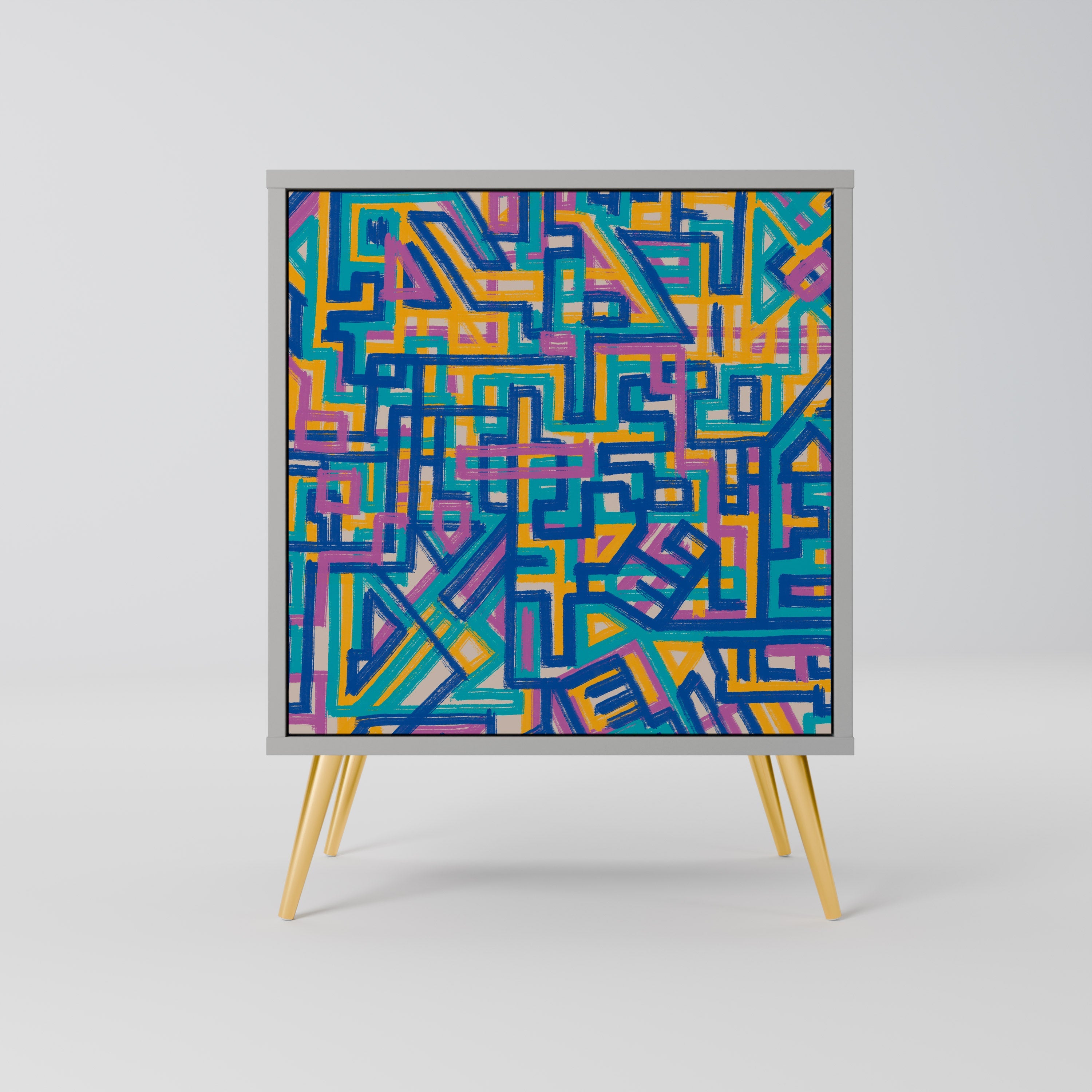 MEMORIES MAP Aparador de 1 Porta em Acabamento Cinzento