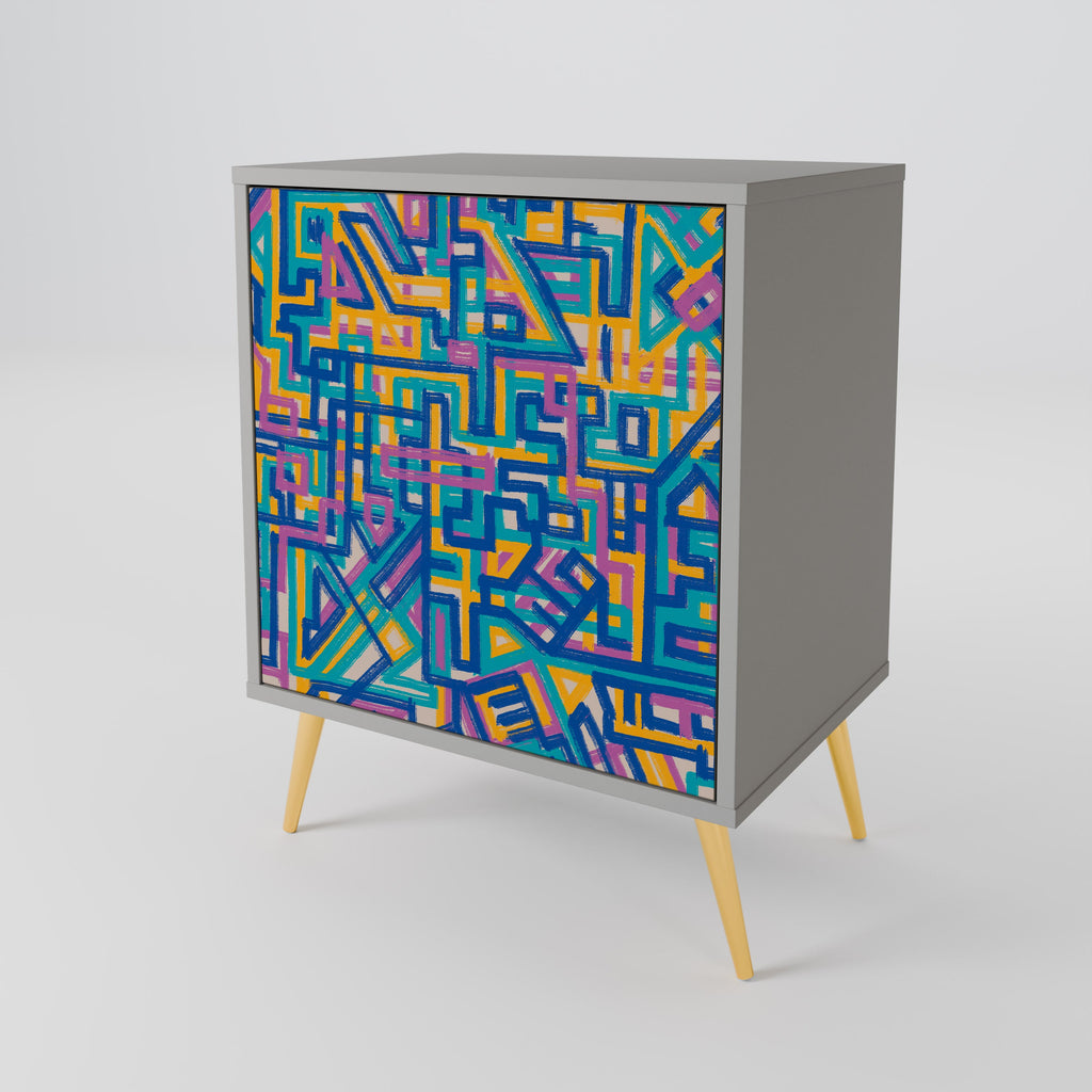 MEMORIES MAP 1-Door Sideboard in Grey Finish