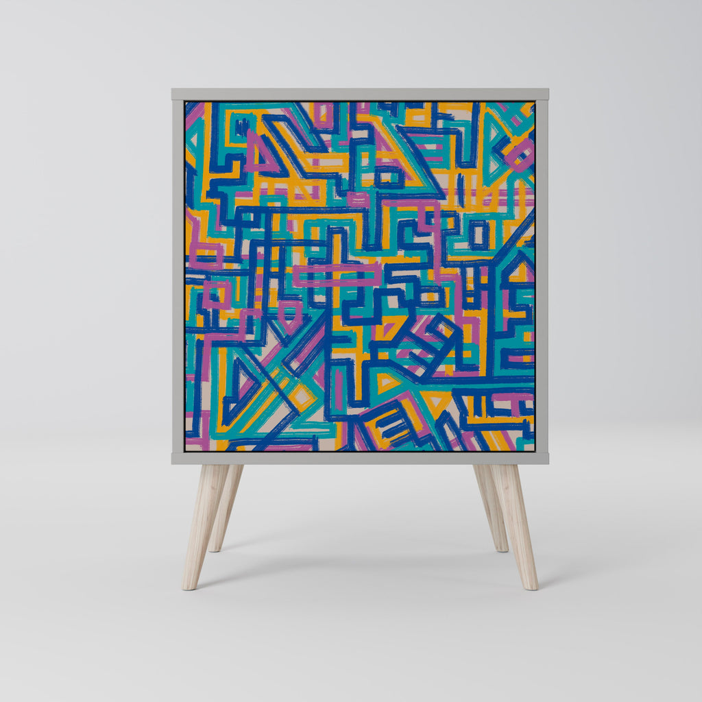 MEMORIES MAP 1-Door Sideboard in Grey Finish