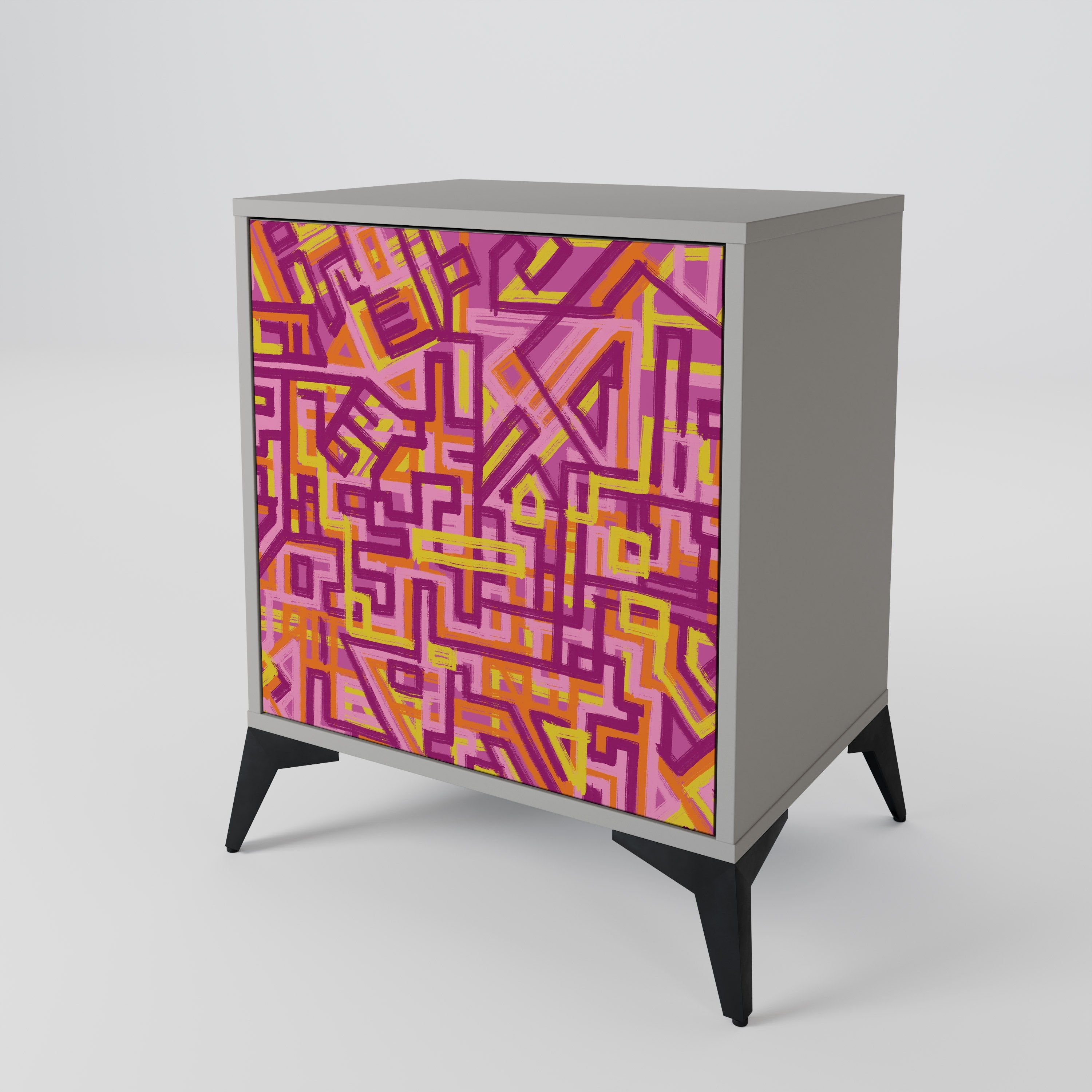 LOVELY MEMORIES Aparador de 1 Porta em Acabamento Cinzento