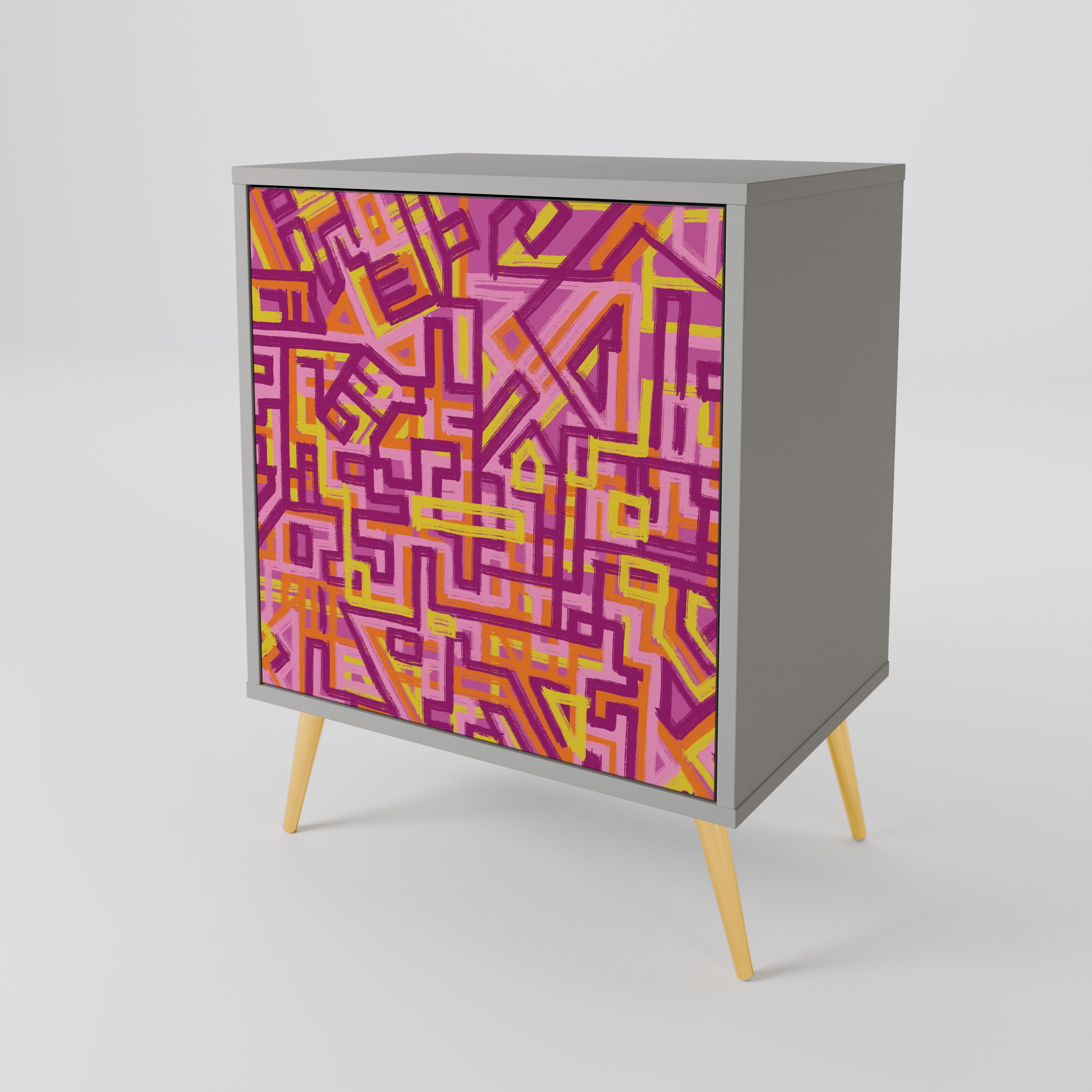 LOVELY MEMORIES Aparador de 1 Porta em Acabamento Cinzento