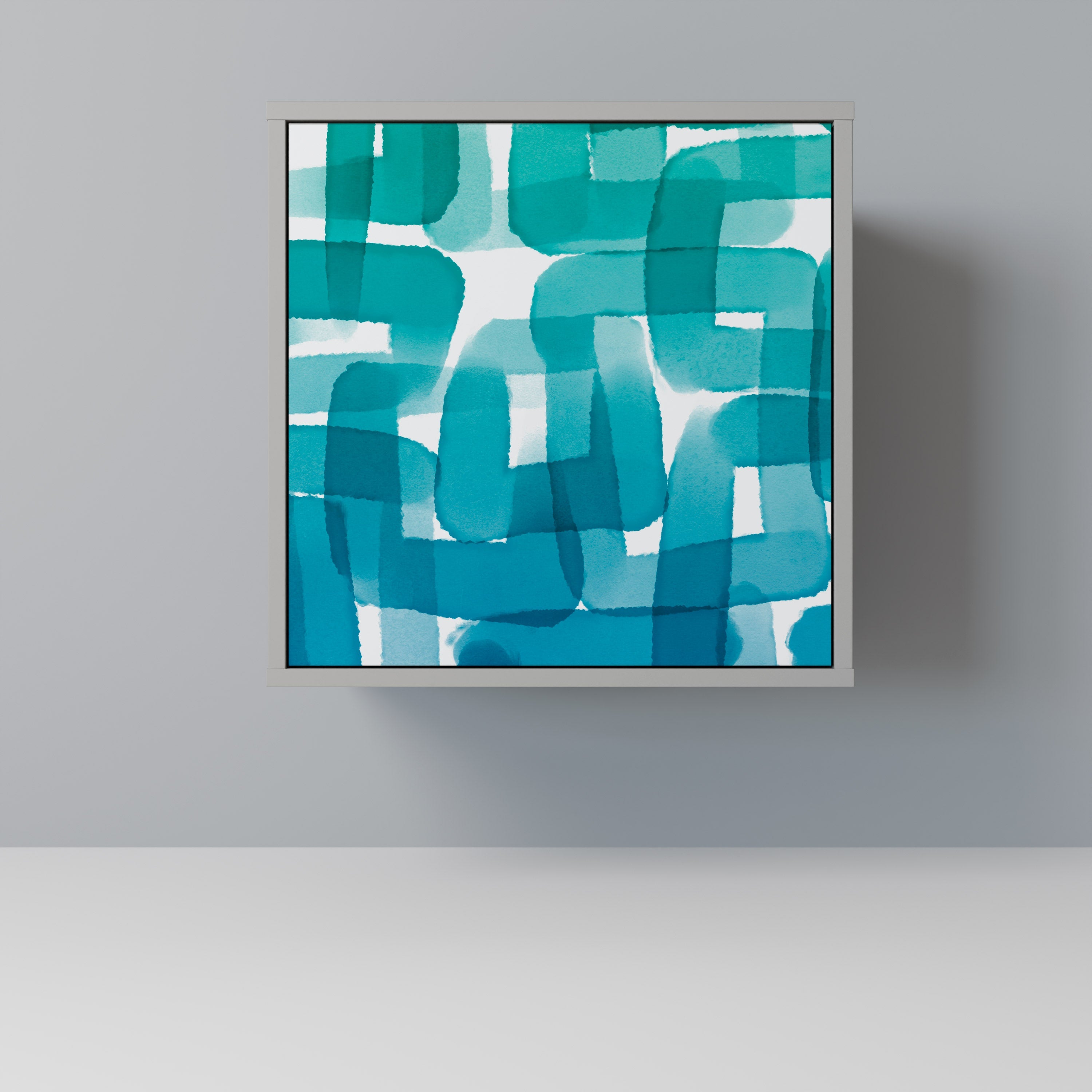 TURQUOISE RECTANGLES Aparador de 1 Porta em Acabamento Cinzento