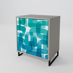 TURQUOISE RECTANGLES 1-Door Sideboard in Grey Finish