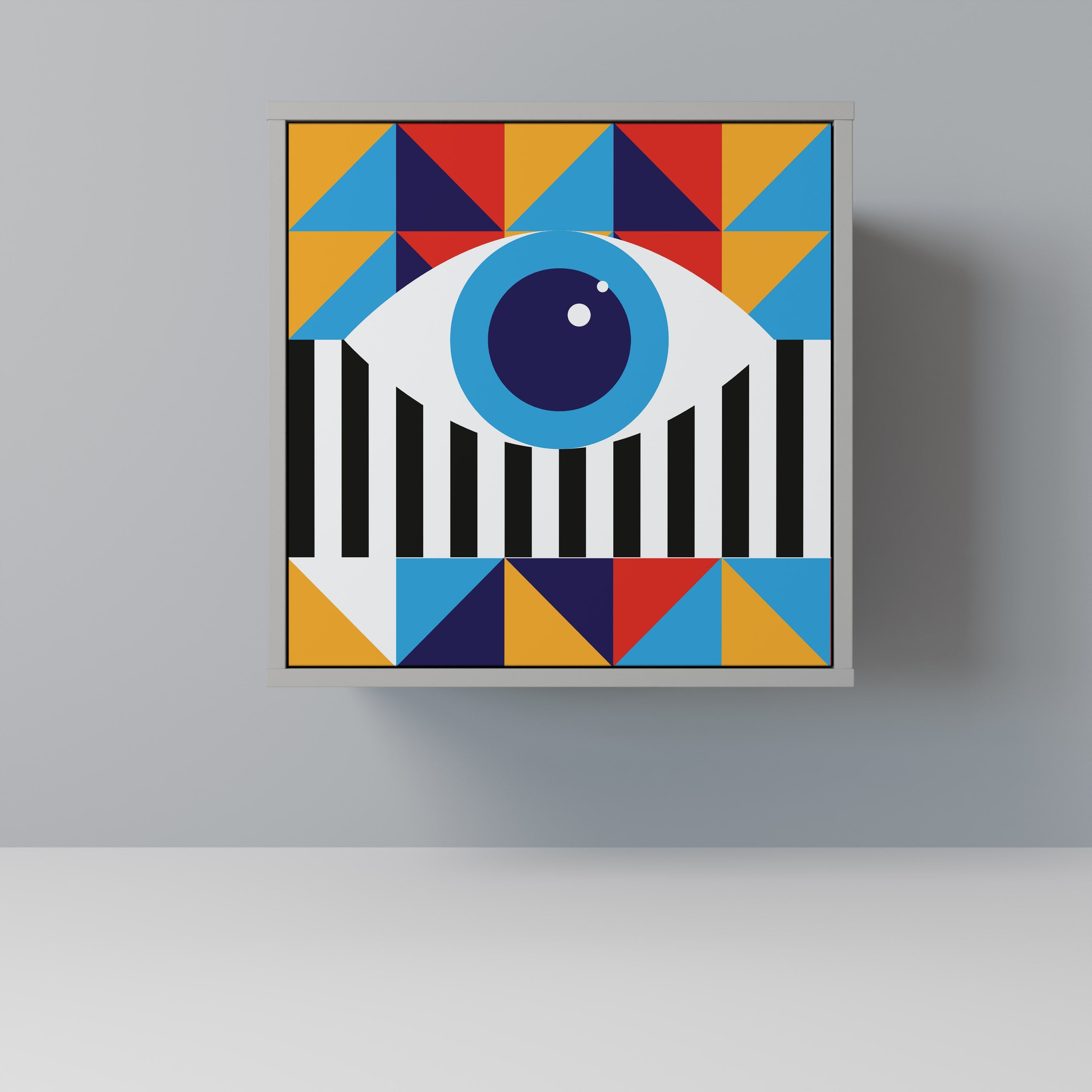 ABSTRACTION AND GEOMETRY Aparador de 1 Porta em Acabamento Cinzento