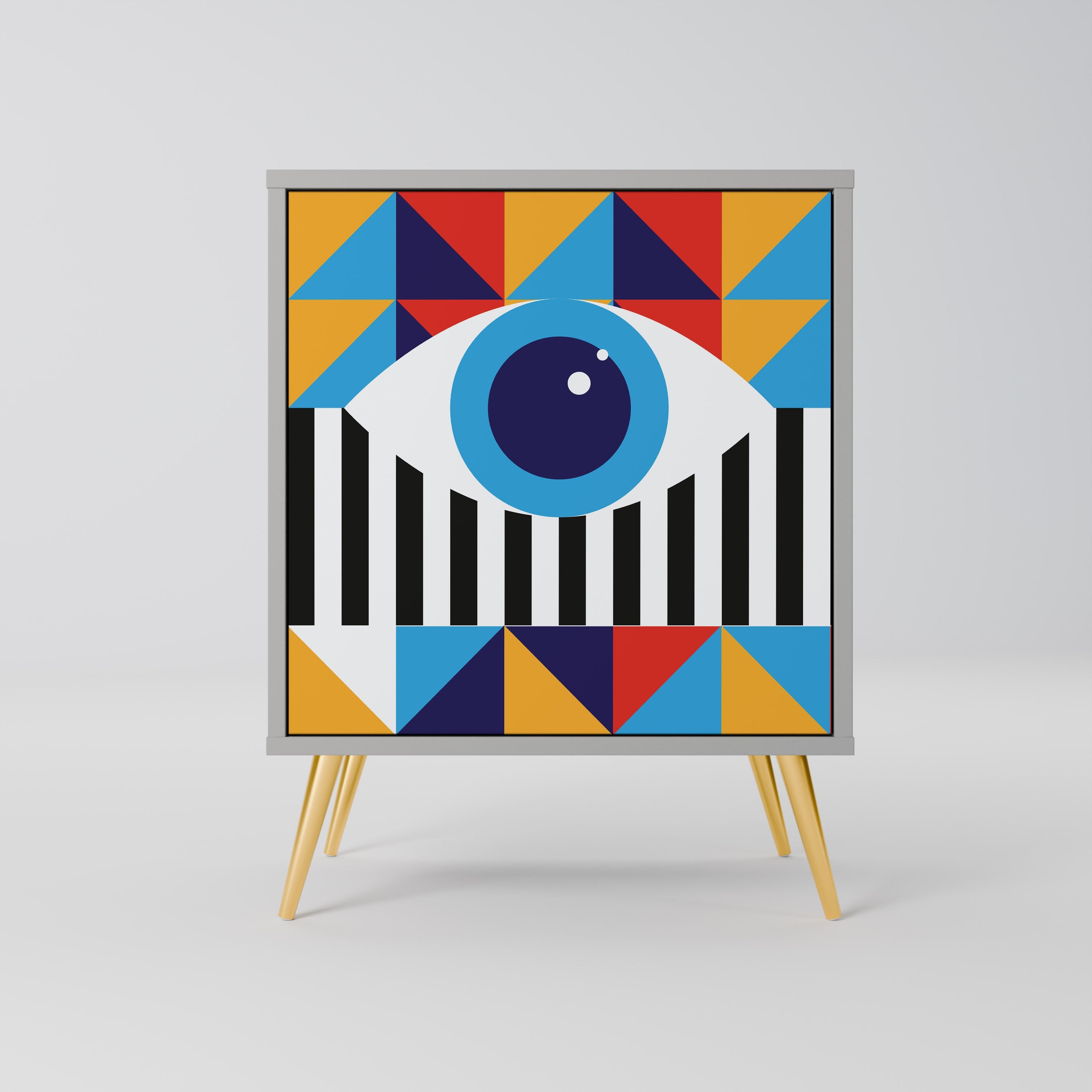 ABSTRACTION AND GEOMETRY Aparador de 1 Porta em Acabamento Cinzento