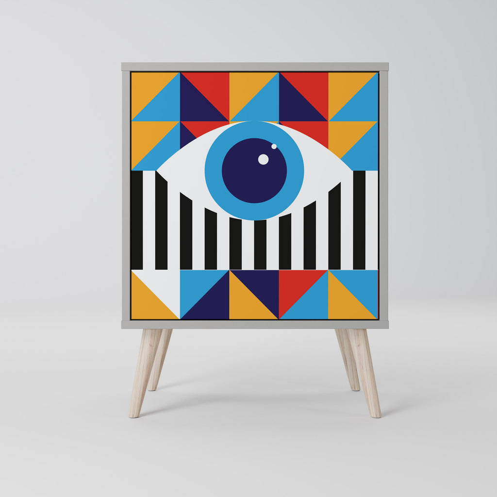 ABSTRACTION AND GEOMETRY Aparador de 1 Porta em Acabamento Cinzento