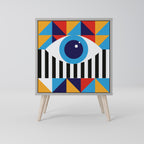 ABSTRACTION AND GEOMETRY Aparador de 1 Porta em Acabamento Cinzento