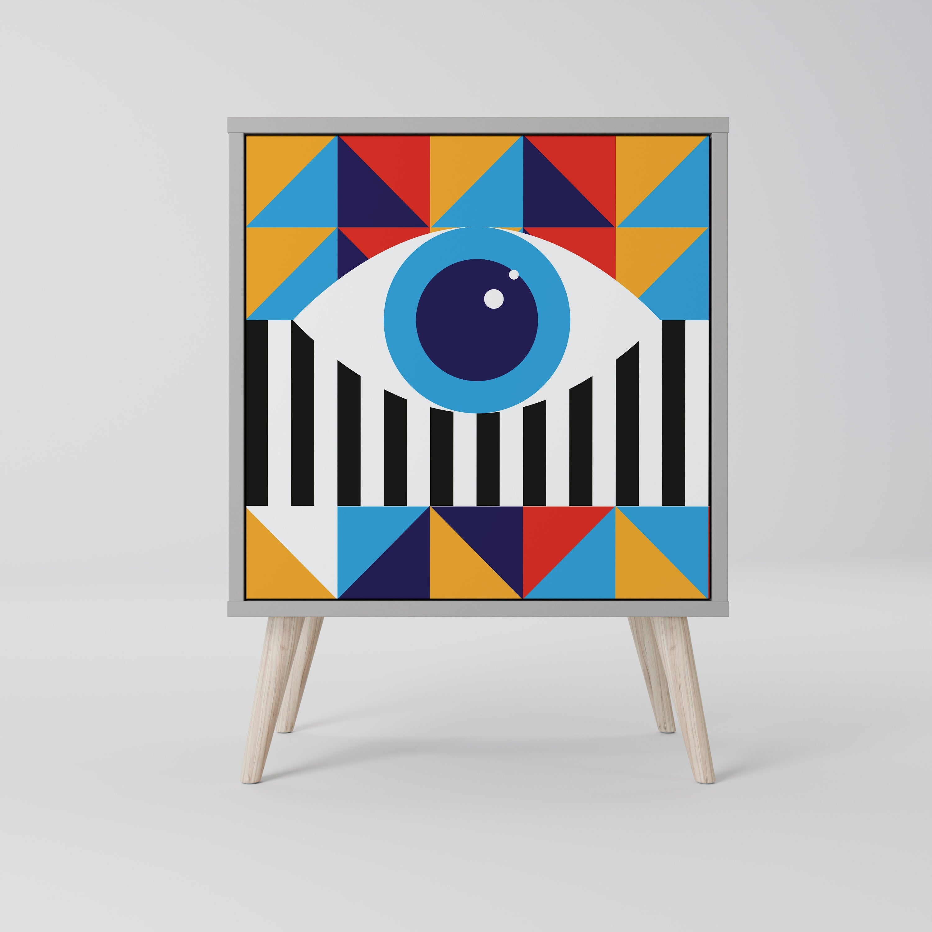 ABSTRACTION AND GEOMETRY Aparador de 1 Porta em Acabamento Cinzento