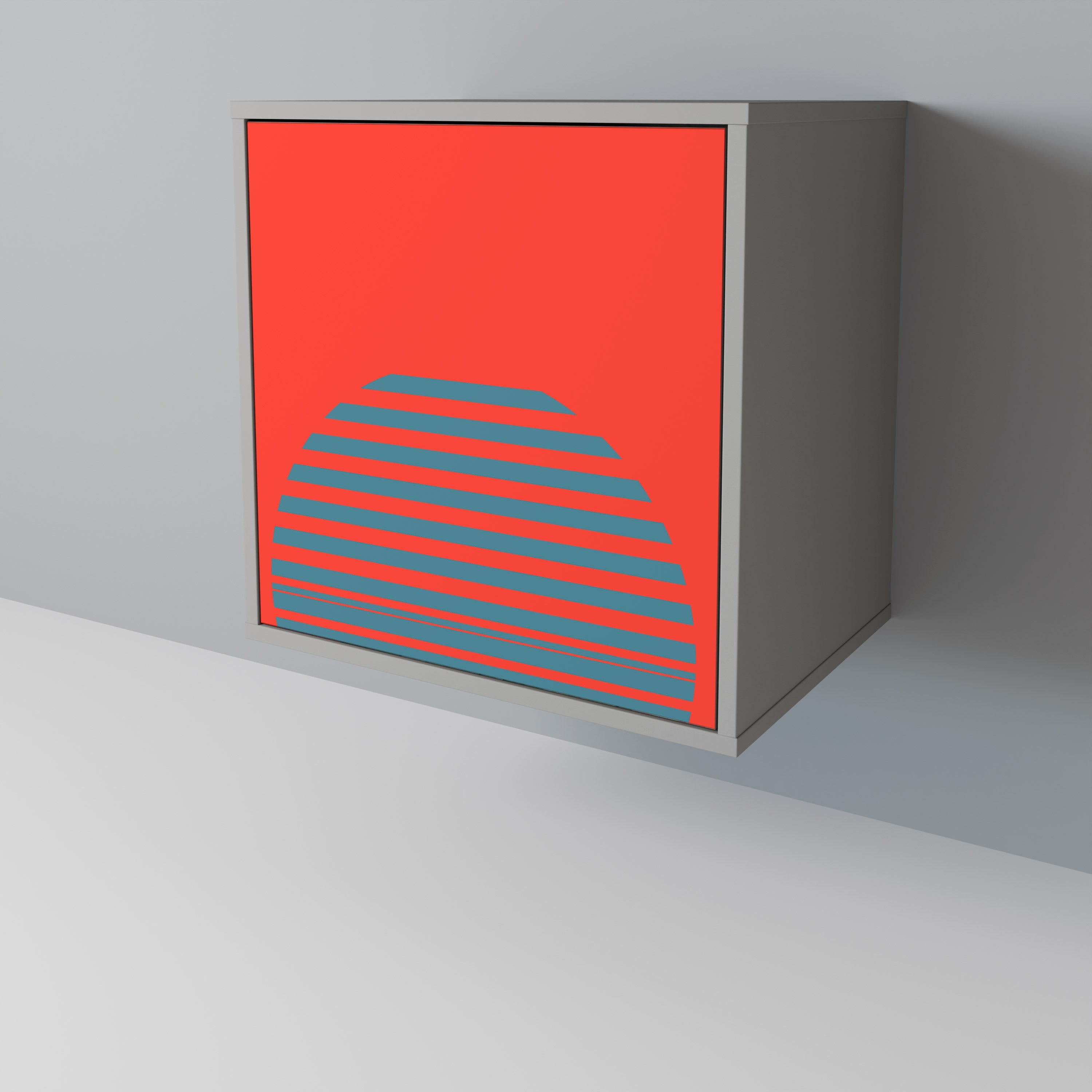 RISING GEOMETRY STARS Aparador de 1 Porta em Acabamento Cinzento