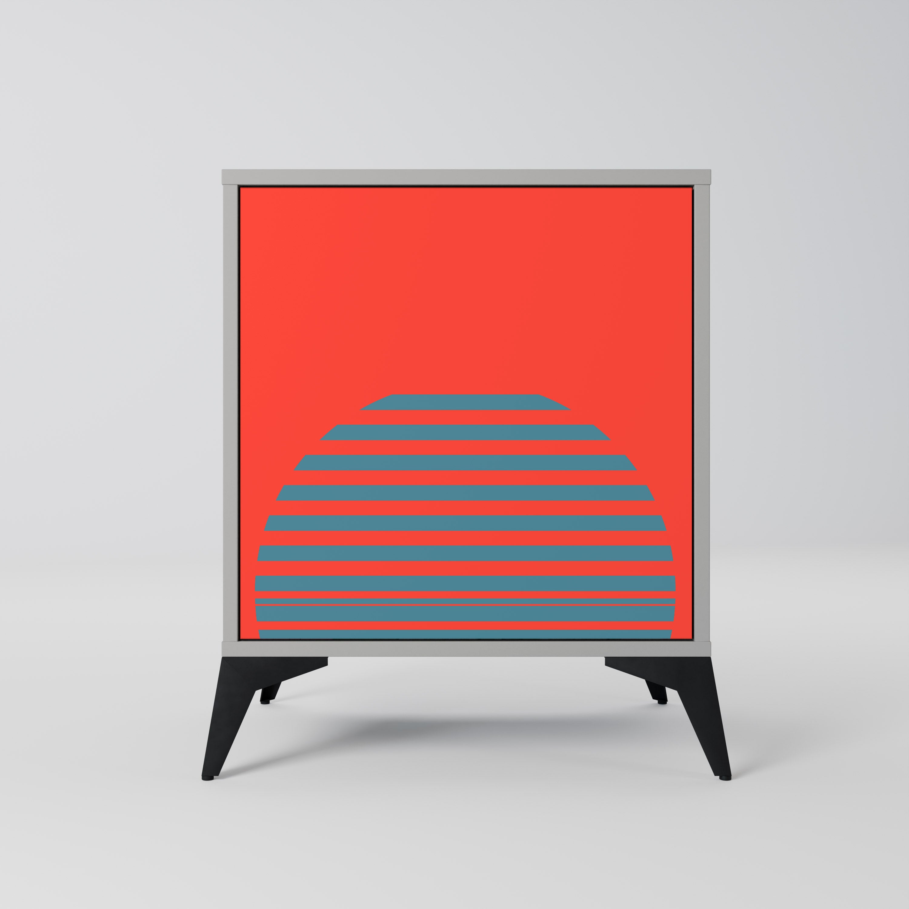 RISING GEOMETRY STARS Aparador de 1 Porta em Acabamento Cinzento