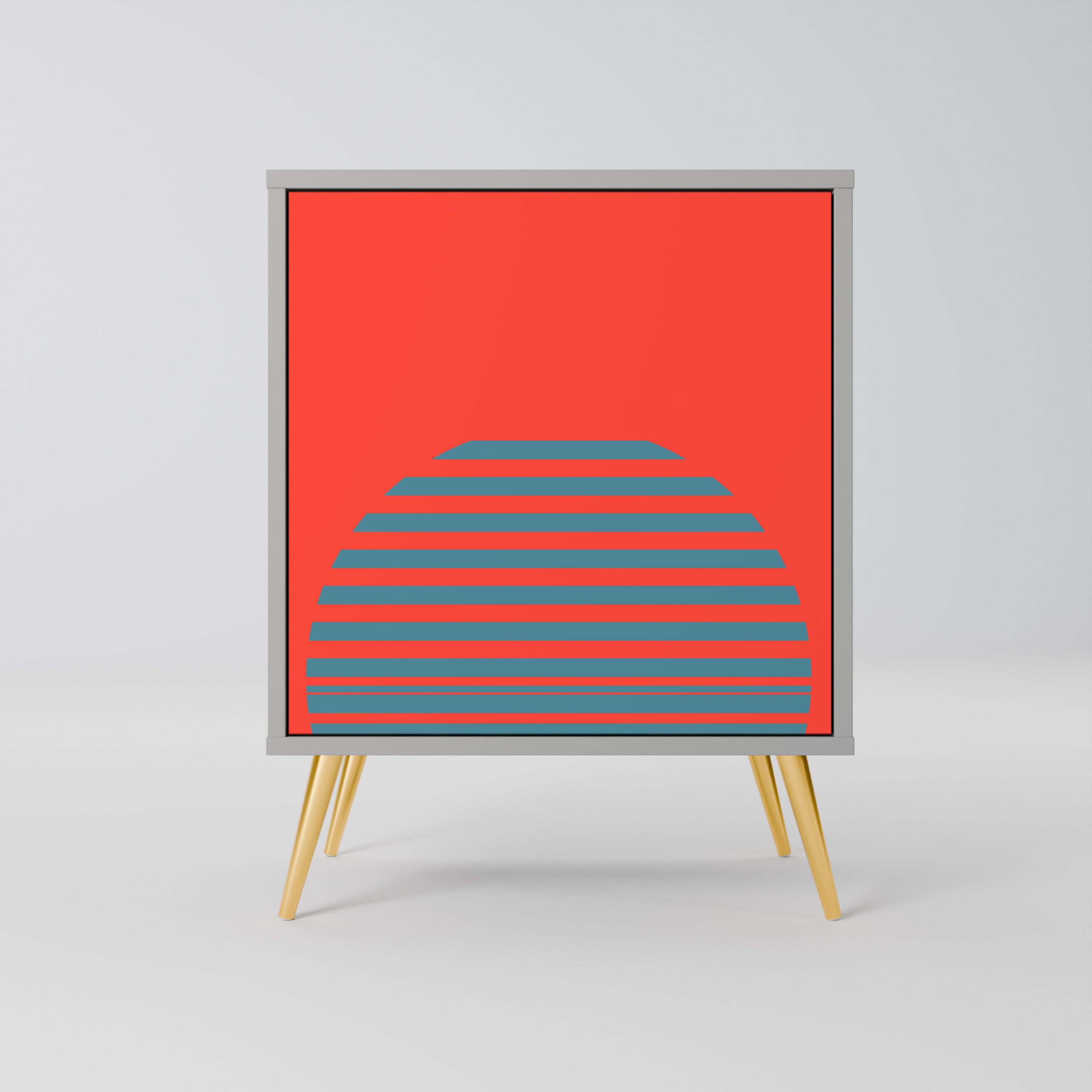 RISING GEOMETRY STARS Aparador de 1 Porta em Acabamento Cinzento